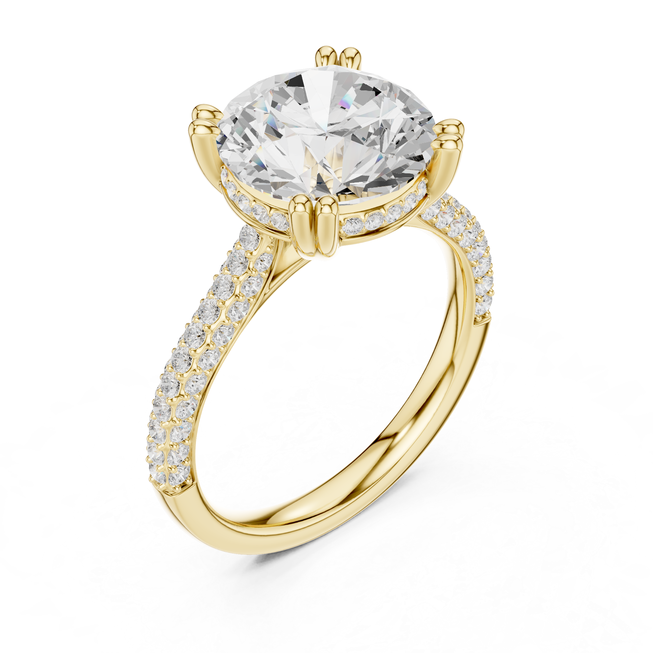Round Cut Double Pavé Hidden Halo Engagement Ring