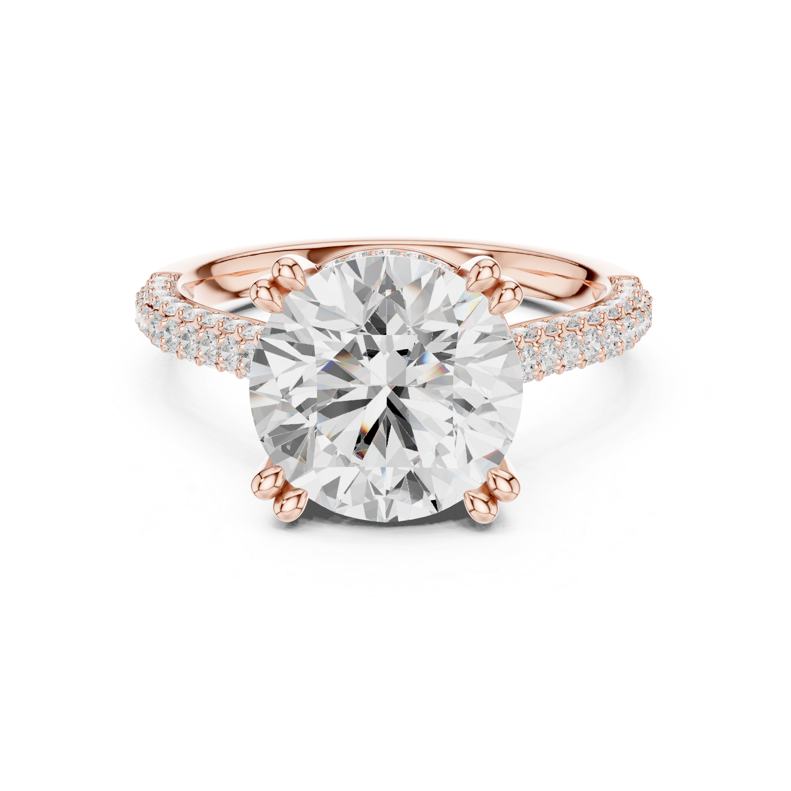 Round Cut Double Pavé Hidden Halo Engagement Ring