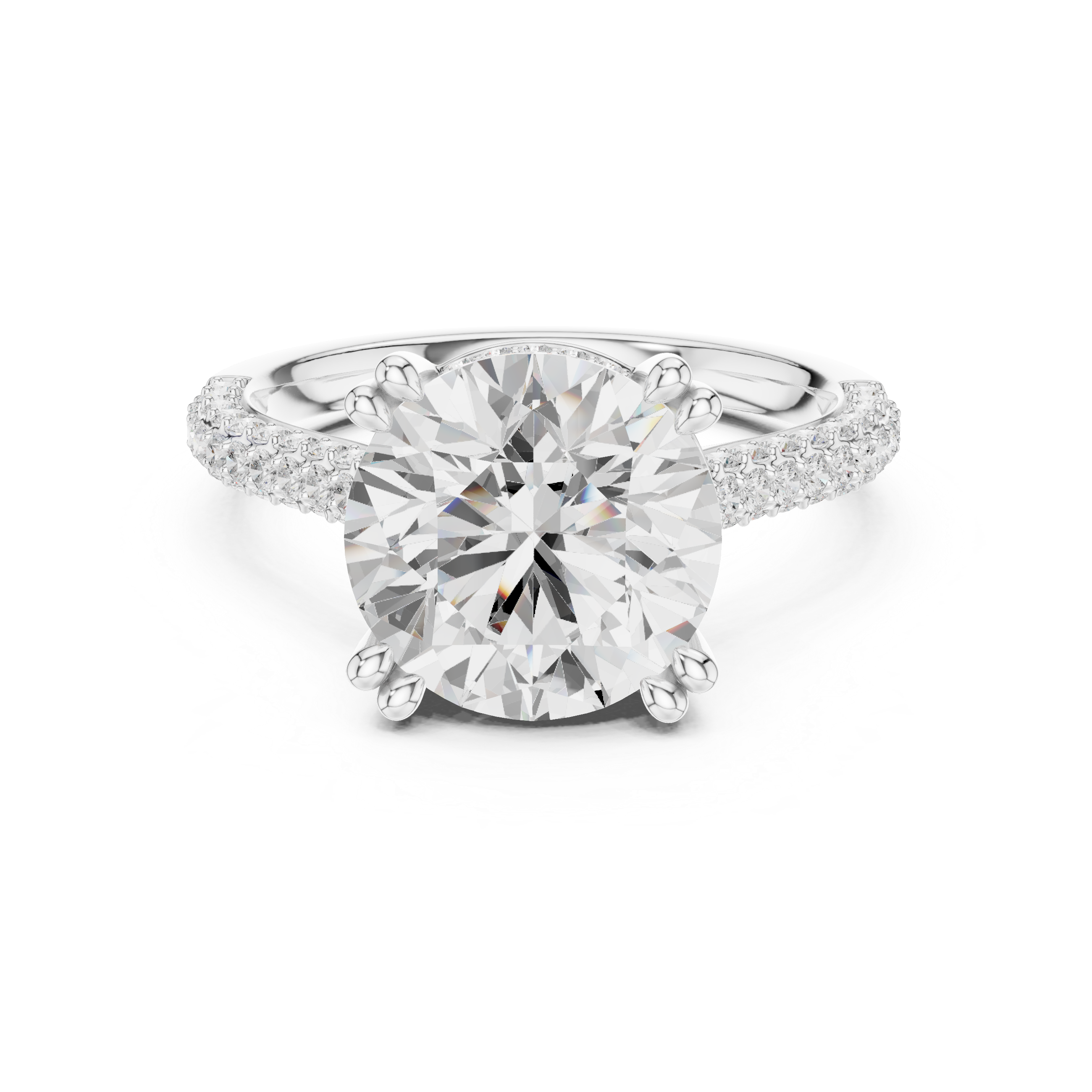 Round Cut Double Pavé Hidden Halo Engagement Ring