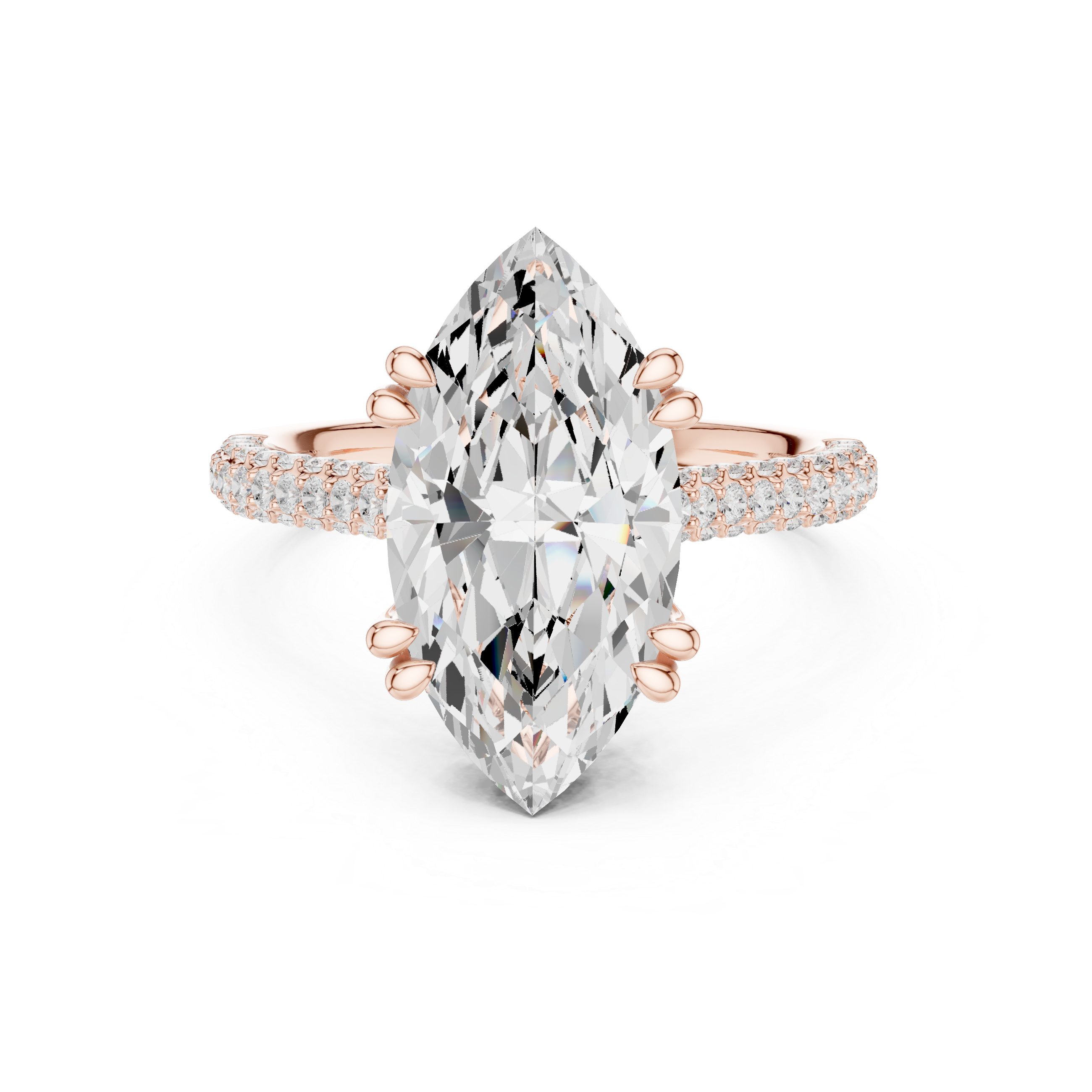 Marquise-Cut Pavé Engagement Ring with Sculptural Eight-Prong Setting
