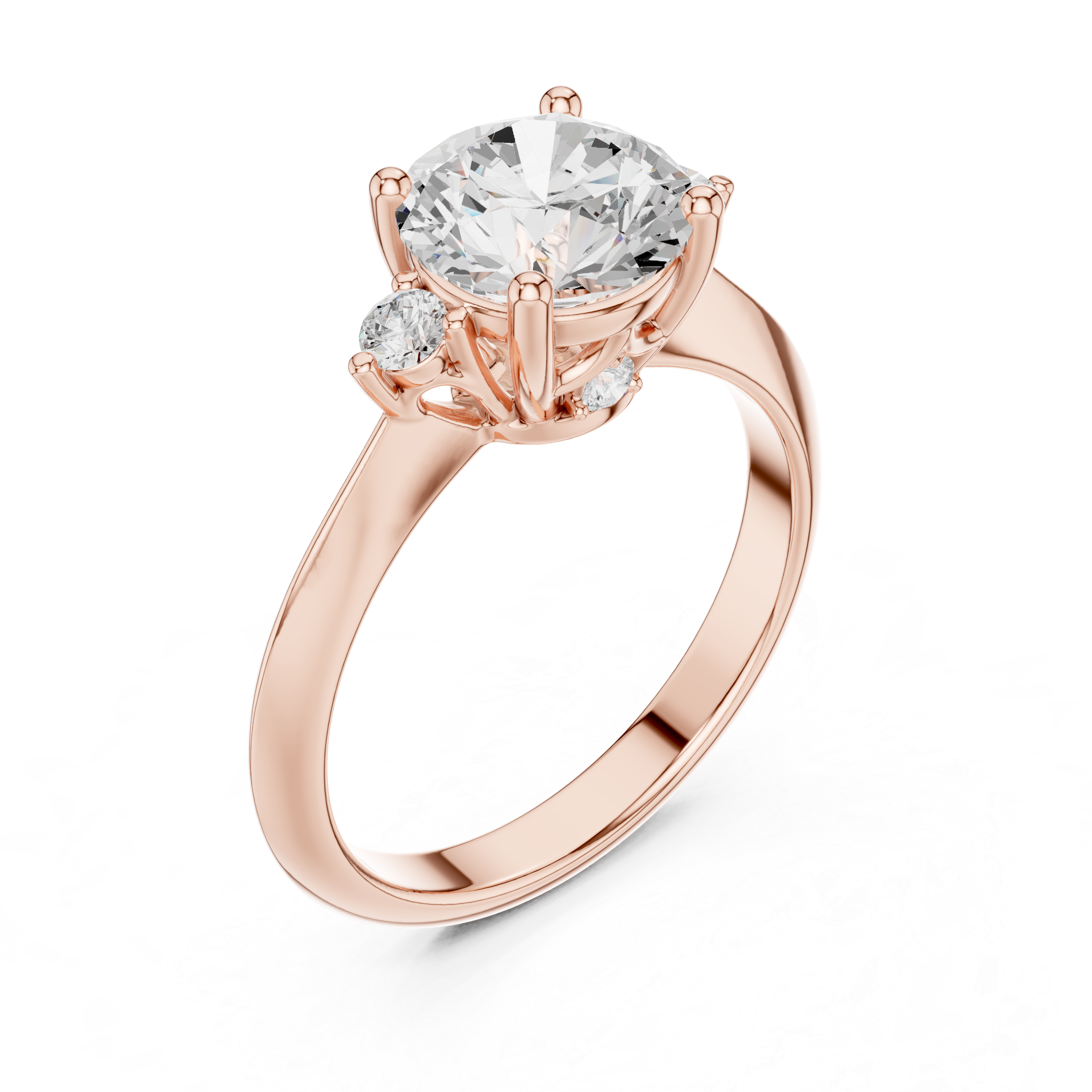 Classic Round-Cut Five-Stone Engagement Ring with Graduated Side Accents