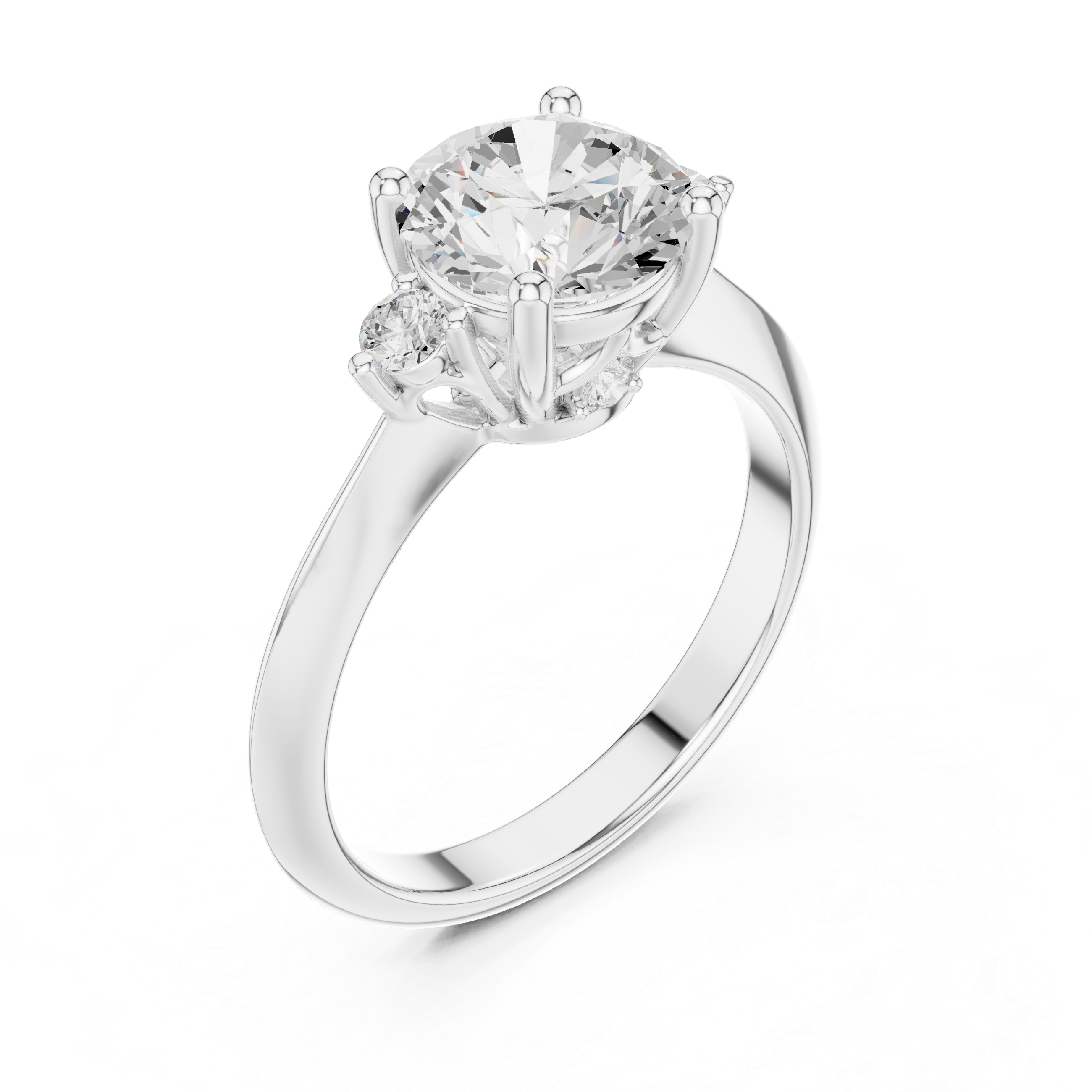 Classic Round-Cut Five-Stone Engagement Ring with Graduated Side Accents
