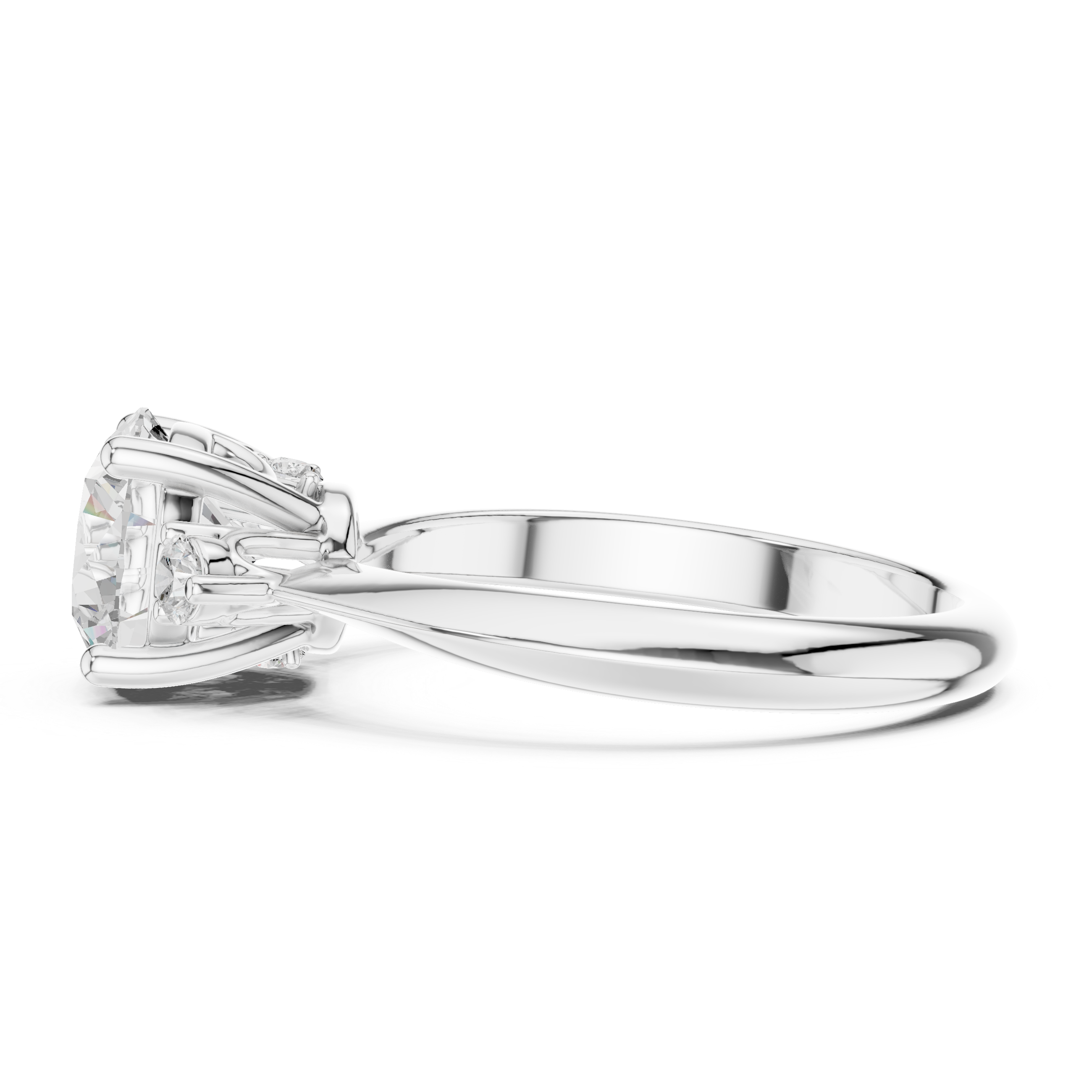 Classic Round-Cut Five-Stone Engagement Ring with Graduated Side Accents