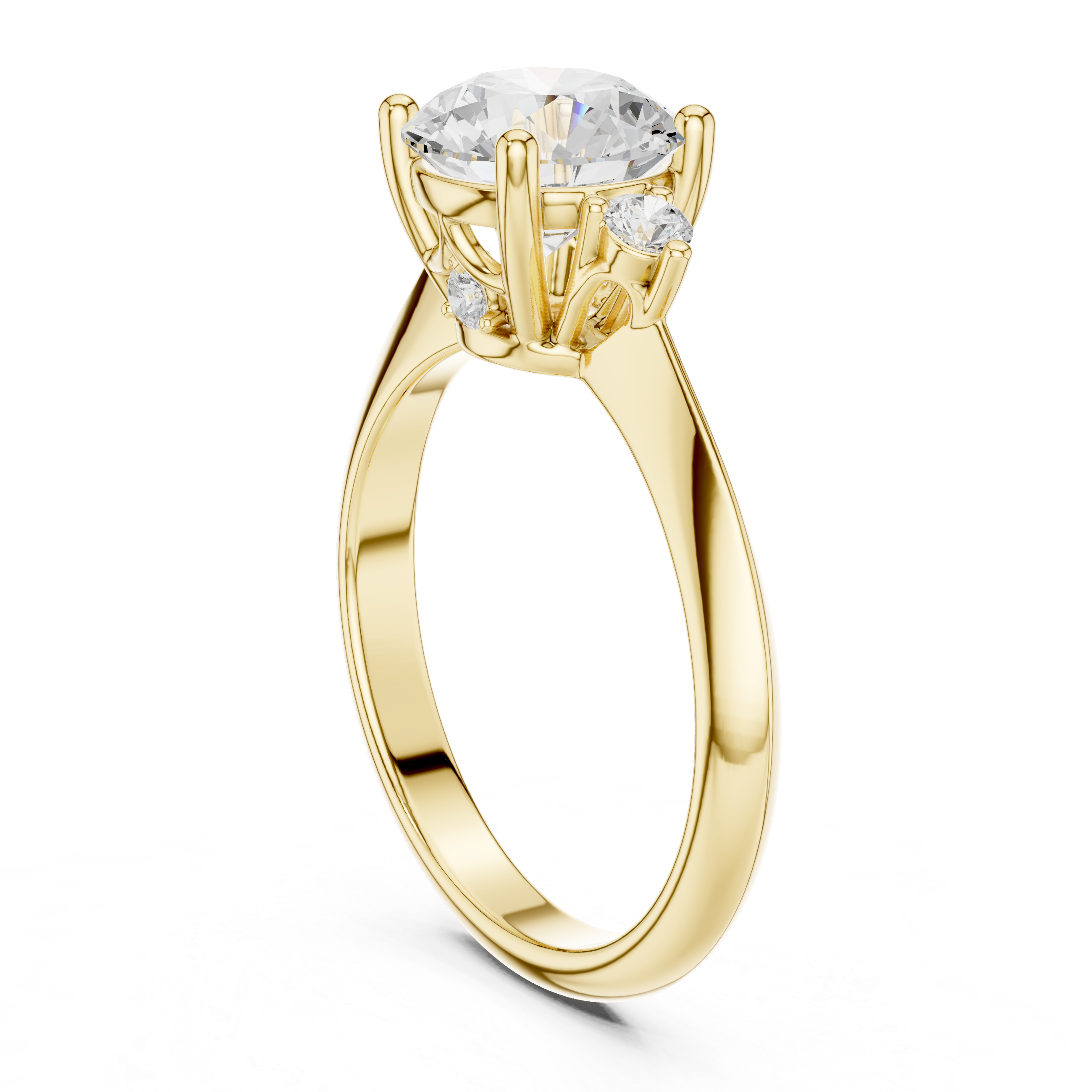 Classic Round-Cut Five-Stone Engagement Ring with Graduated Side Accents
