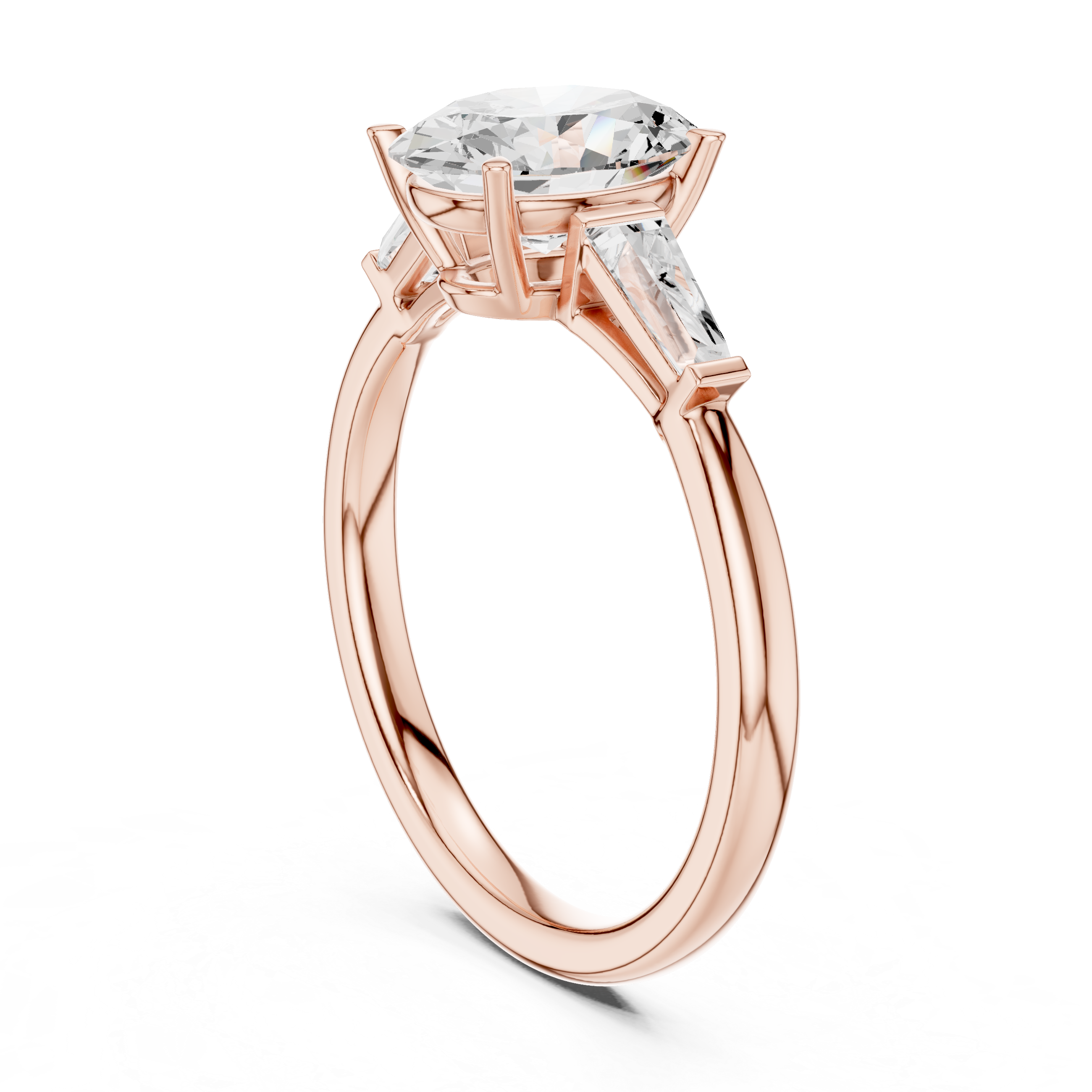 Oval-Cut Three-Stone Ring with Tapered Baguette Side Stones