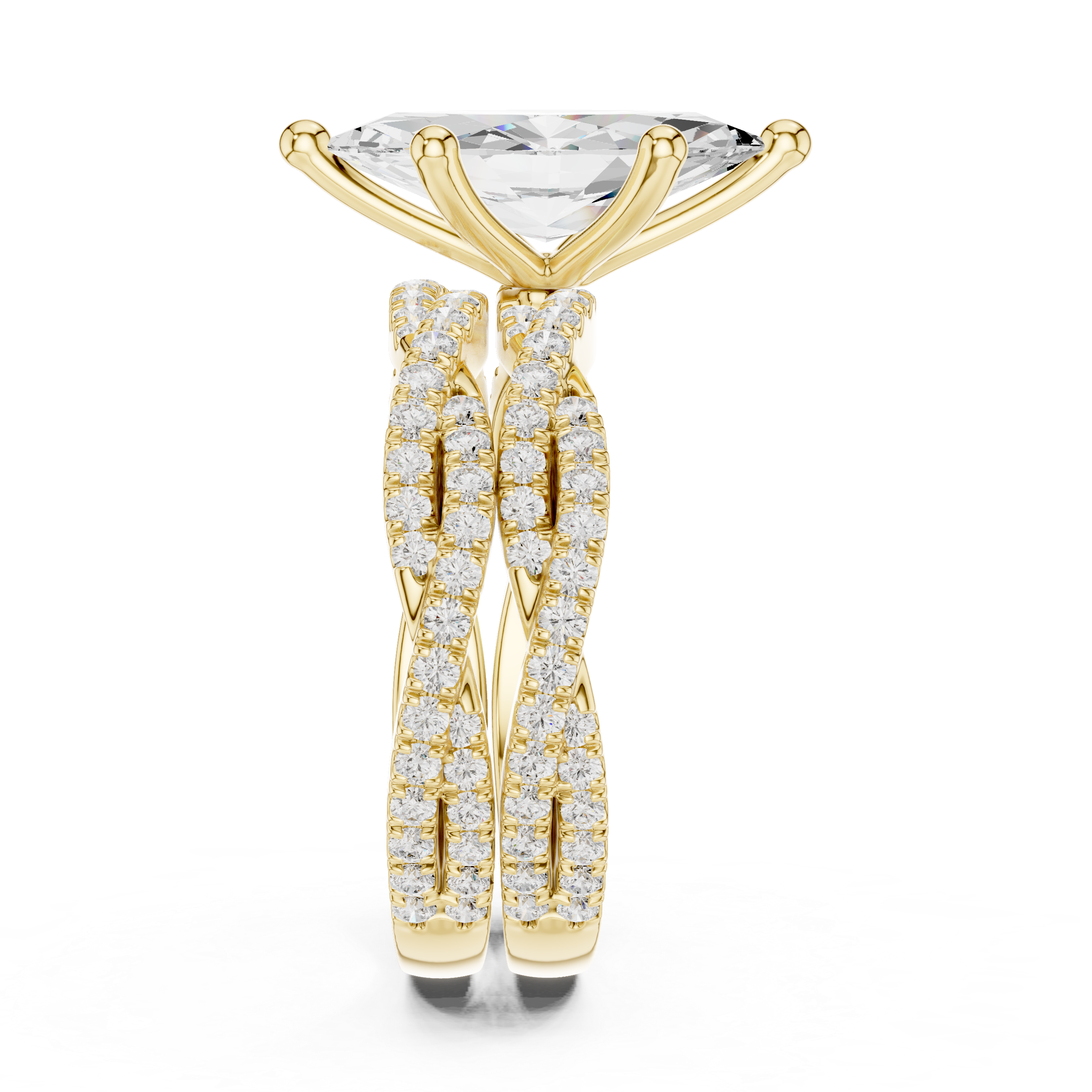 Marquise Cut Triple Row Pavé Split Shank Engagement Ring