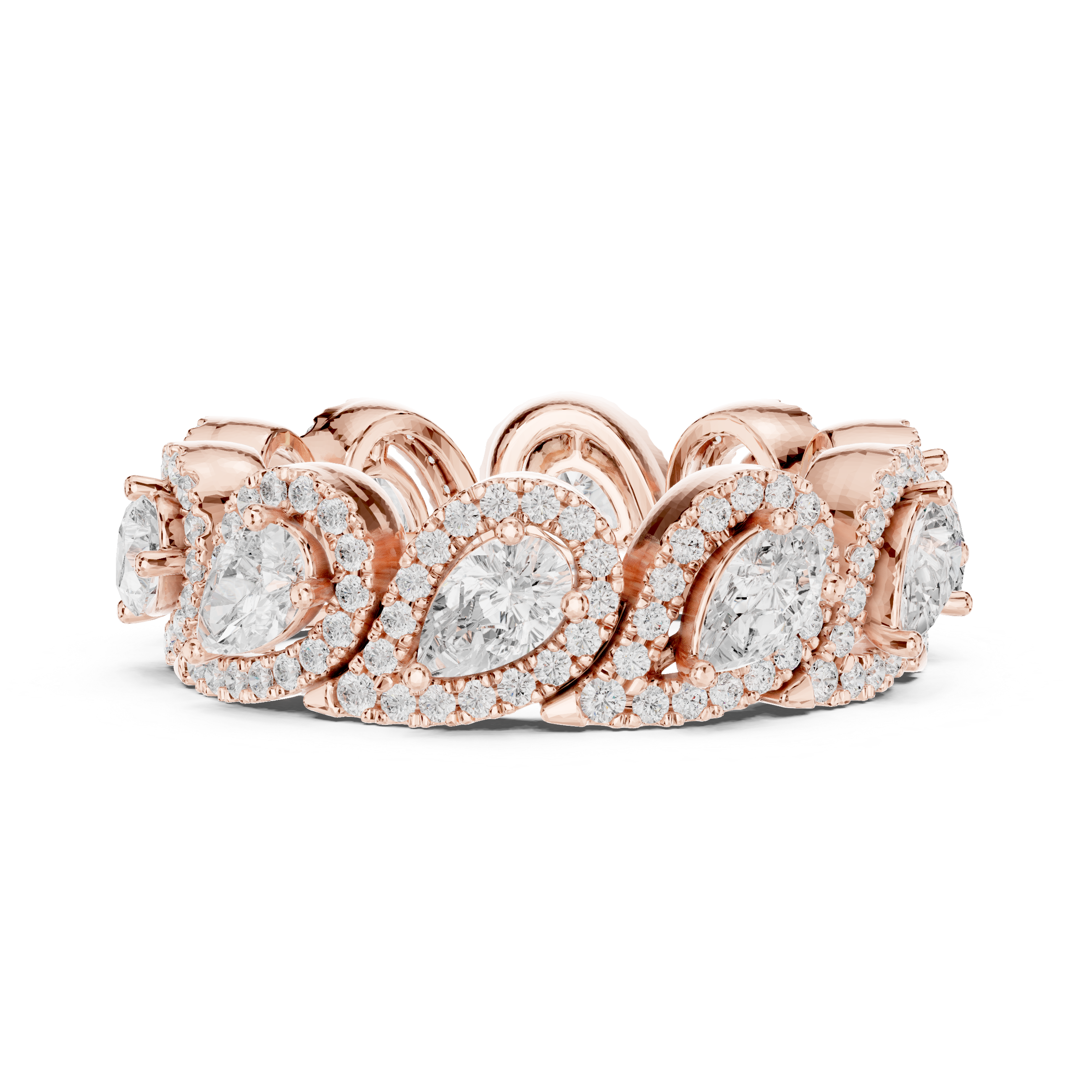 Pear-Shaped Diamond Halo Eternity Band