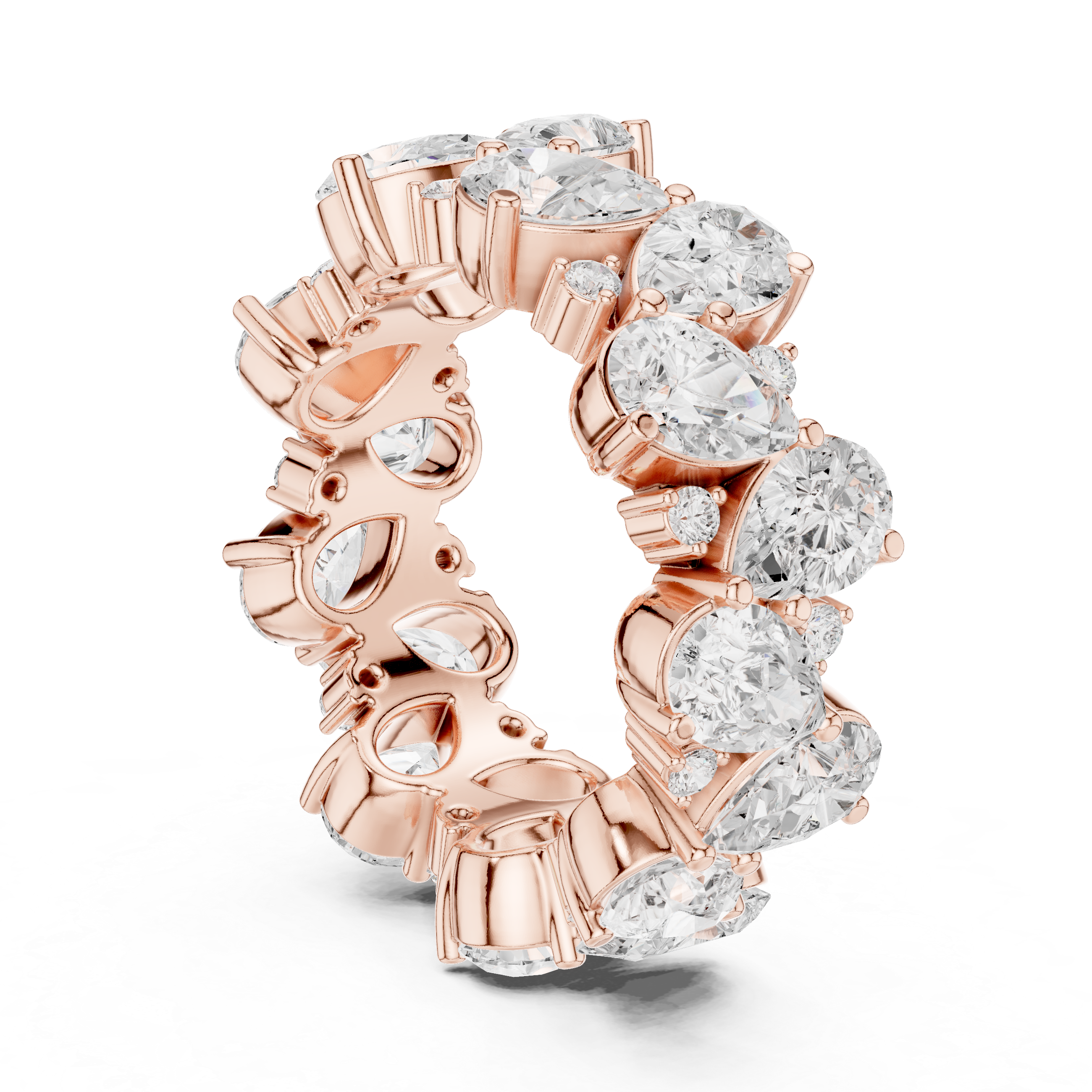 Pear-Cut Diamond Cluster Eternity Ring