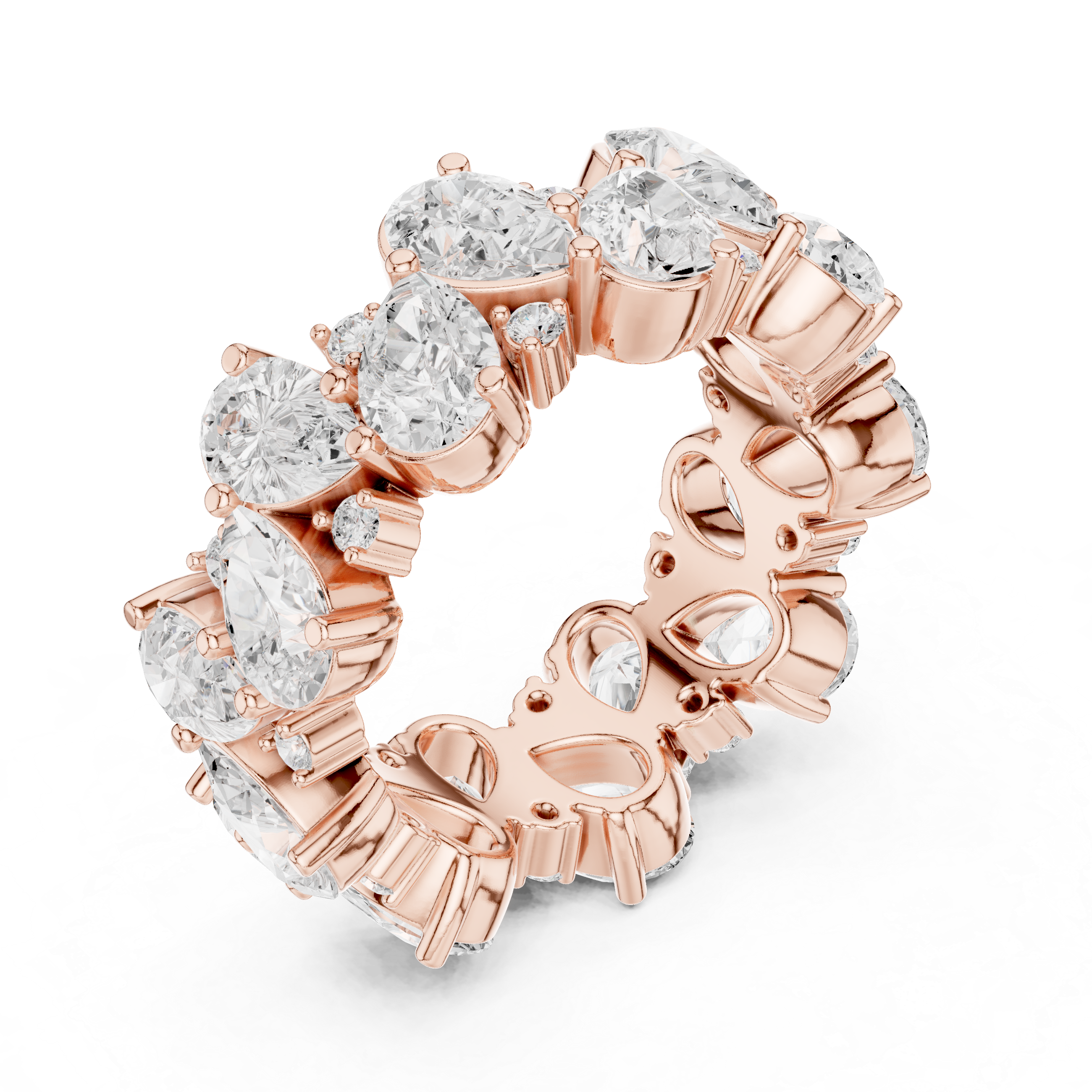 Pear-Cut Diamond Cluster Eternity Ring