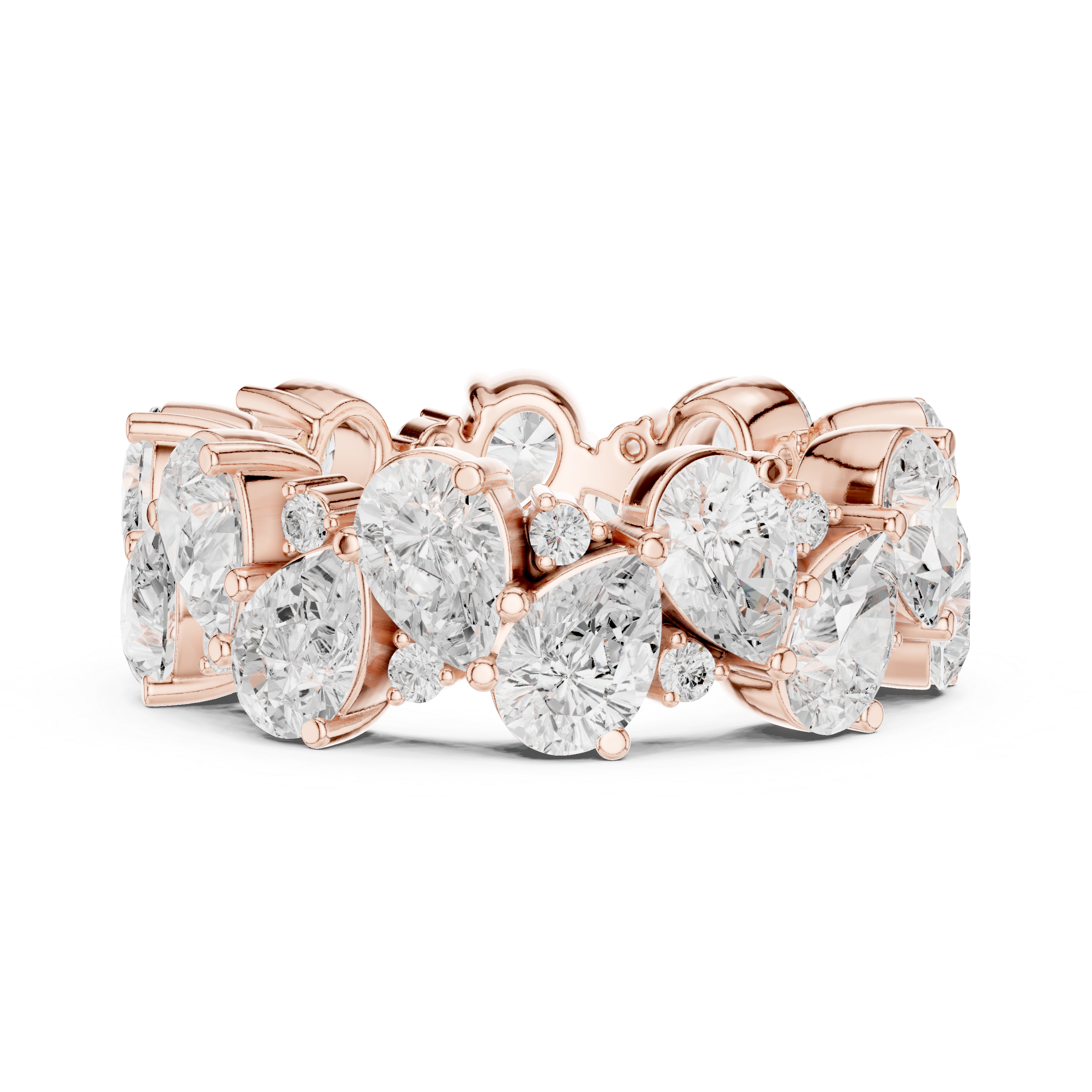 Pear-Cut Diamond Cluster Eternity Ring