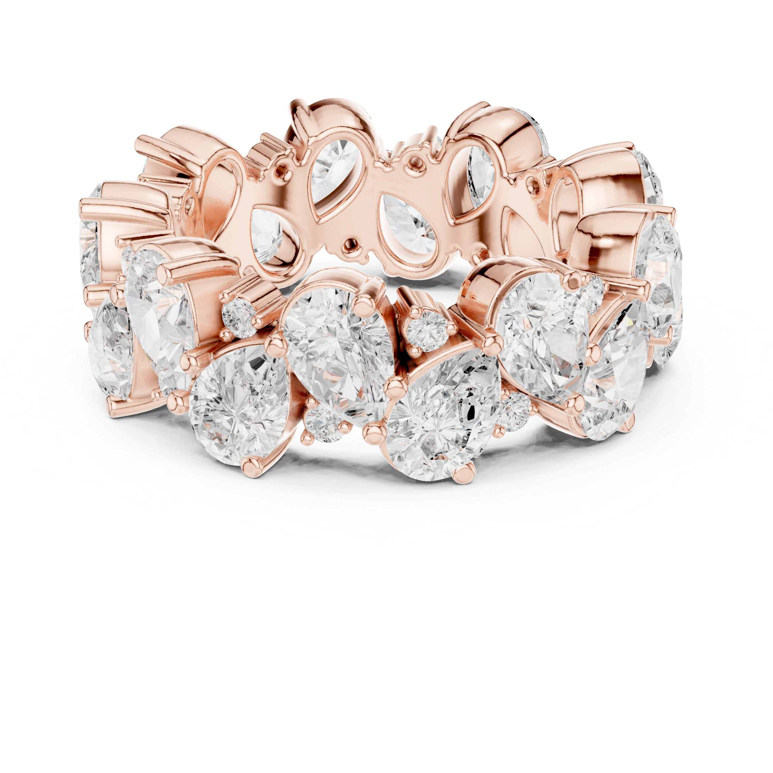 Pear-Cut Diamond Cluster Eternity Ring