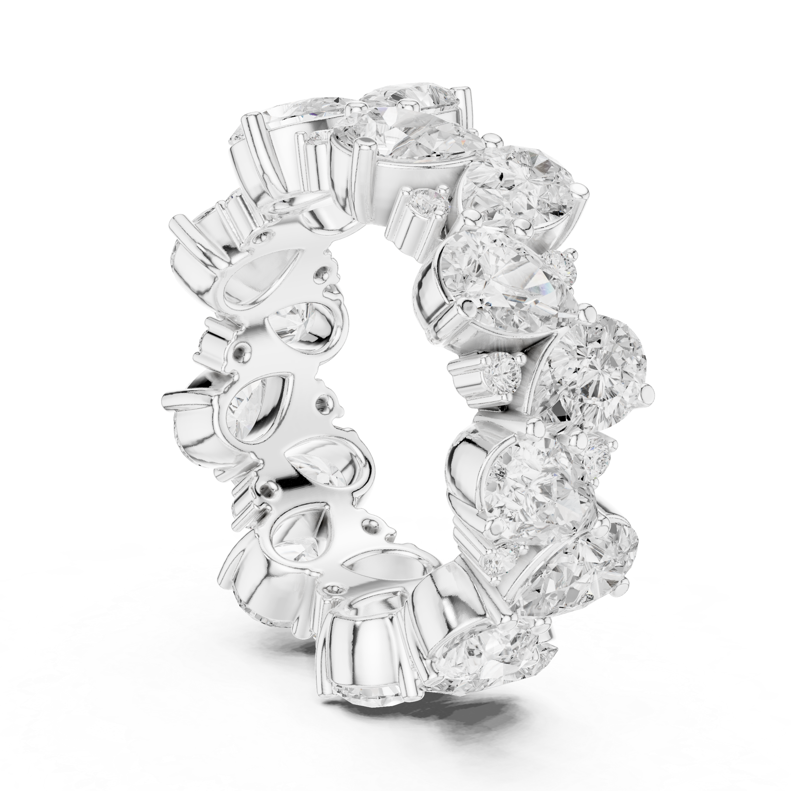 Pear-Cut Diamond Cluster Eternity Ring
