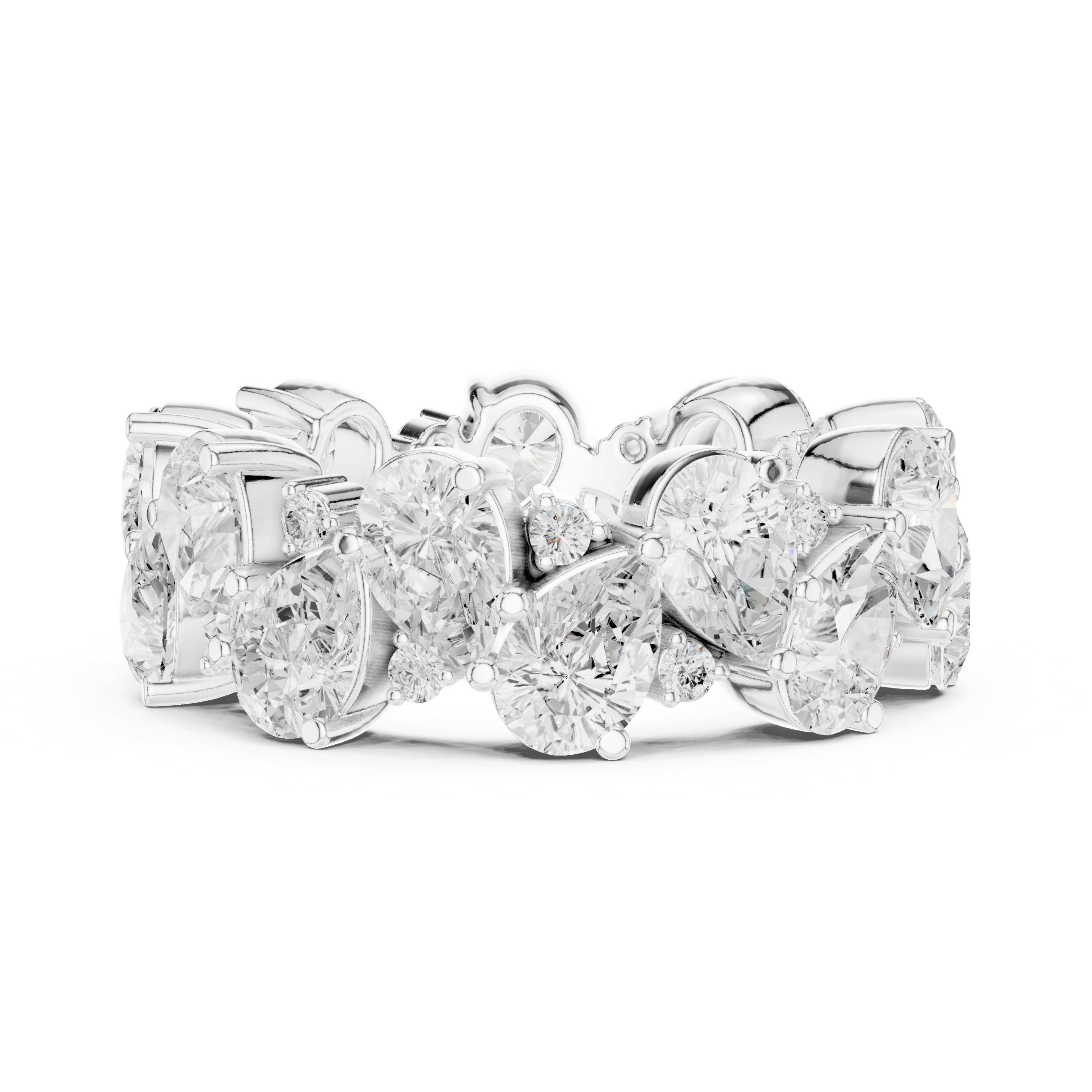 Pear-Cut Diamond Cluster Eternity Ring