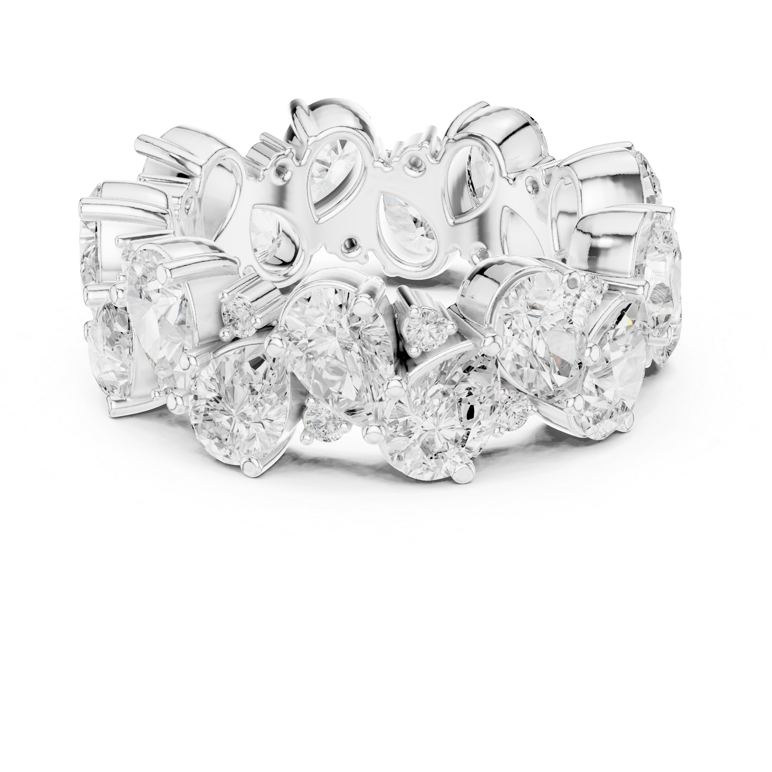 Pear-Cut Diamond Cluster Eternity Ring