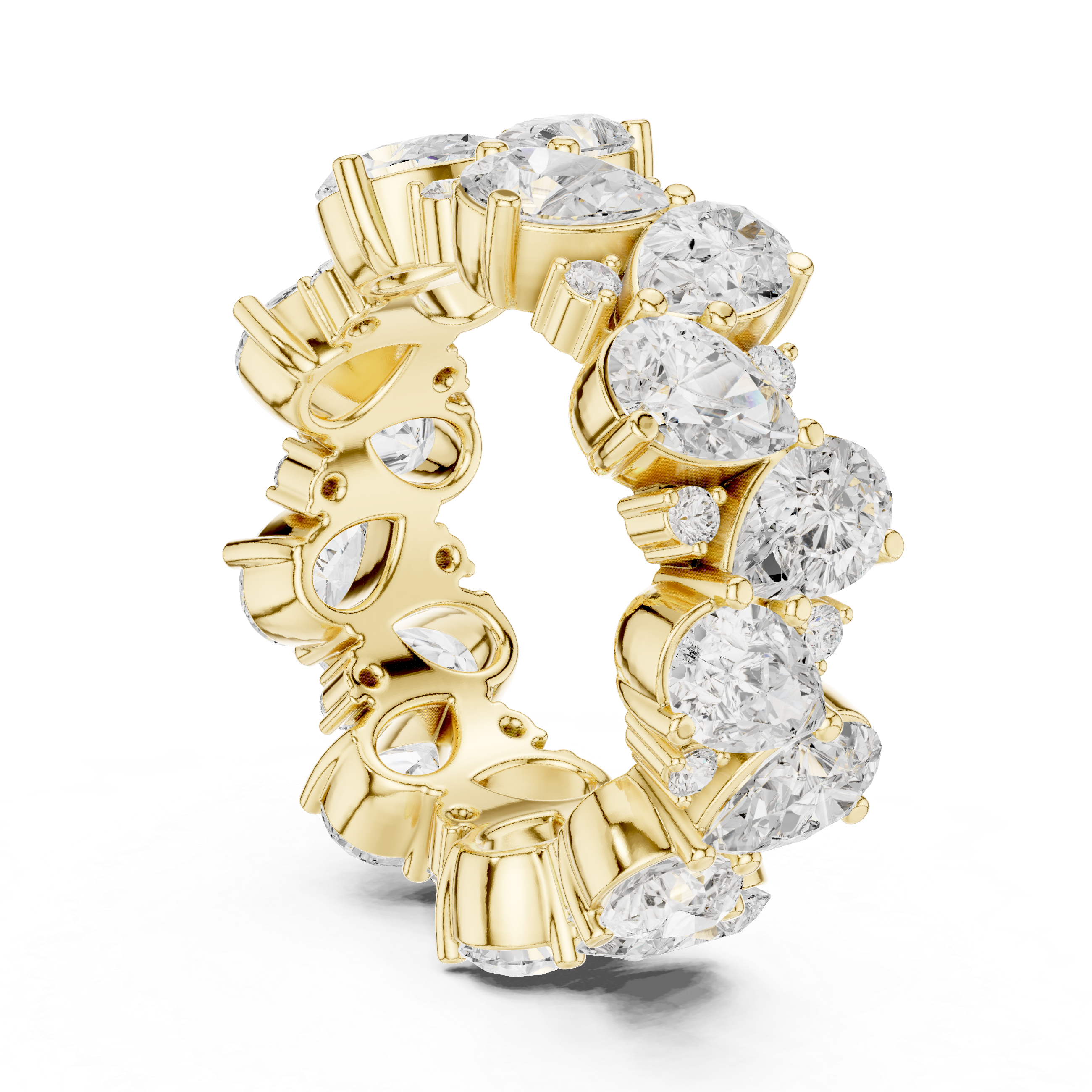 Pear-Cut Diamond Cluster Eternity Ring