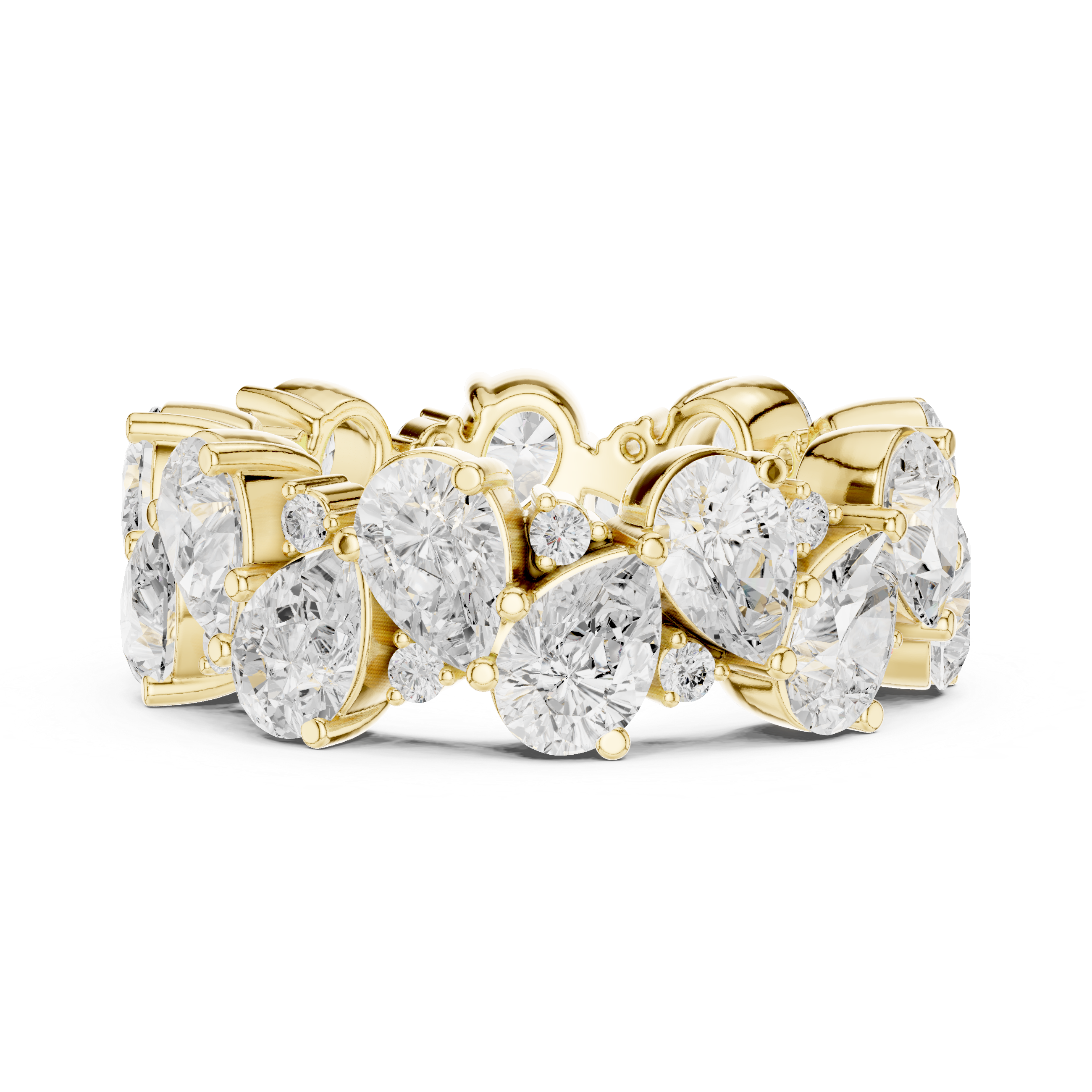 Pear-Cut Diamond Cluster Eternity Ring