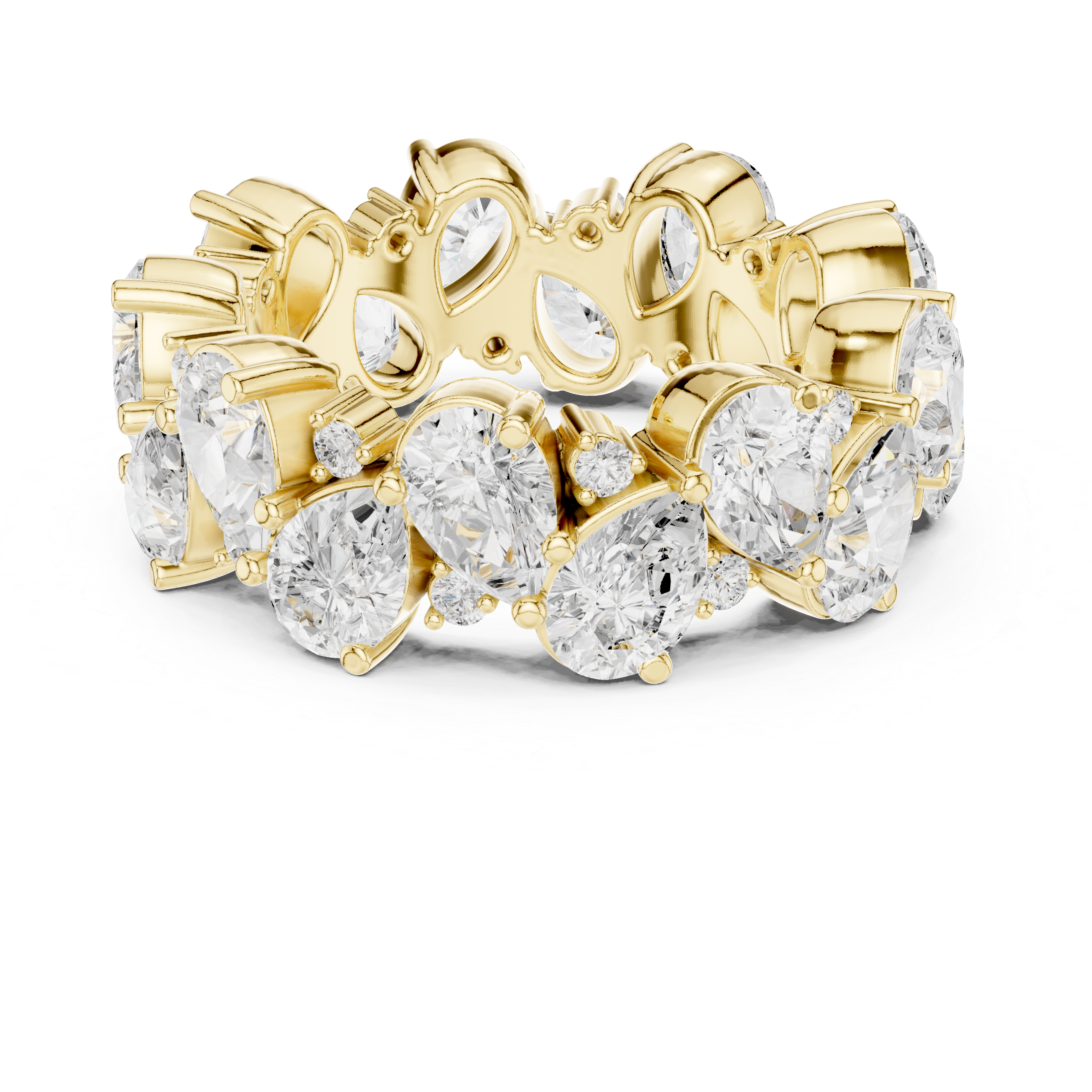 Pear-Cut Diamond Cluster Eternity Ring