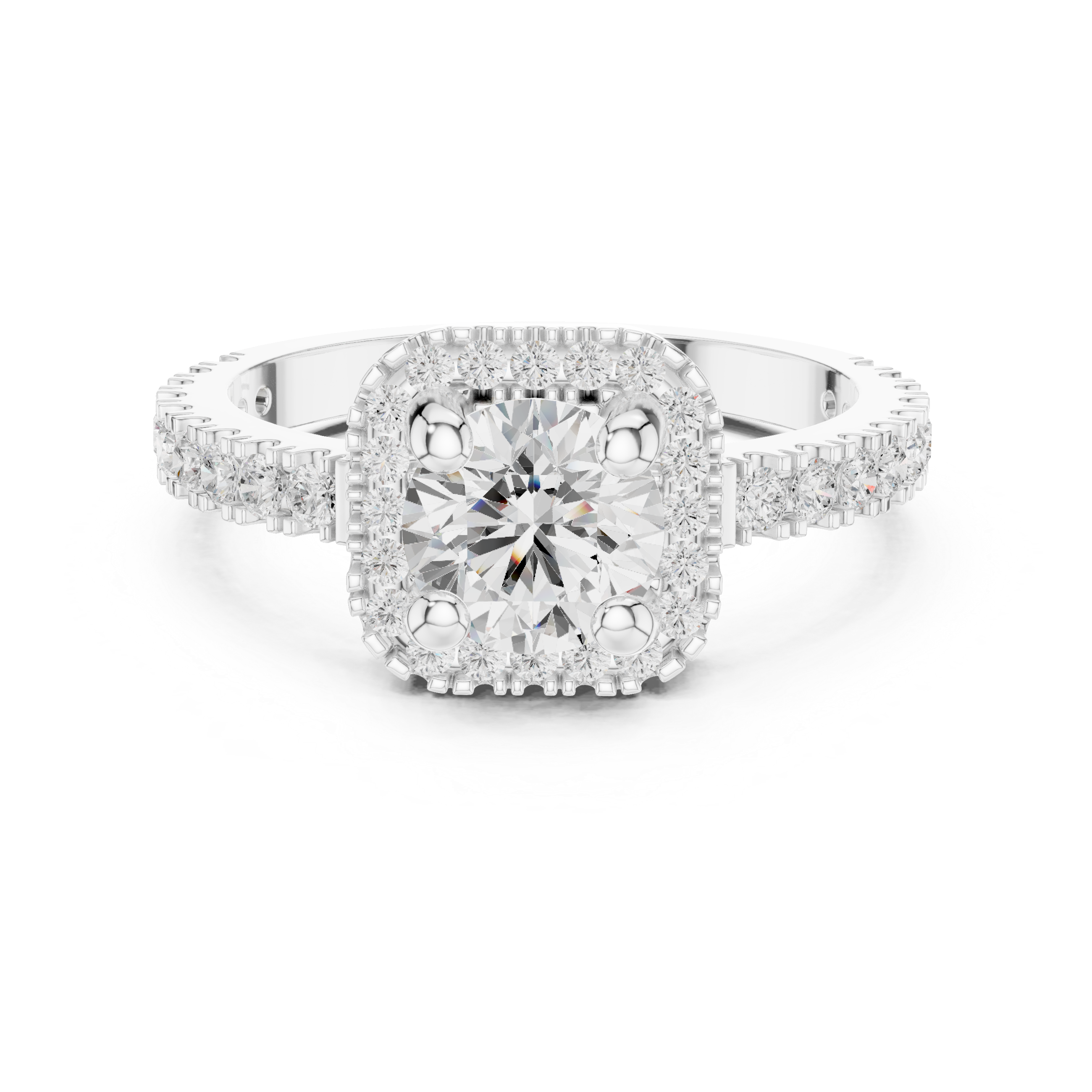 Cushion Halo Pavé Engagement Ring