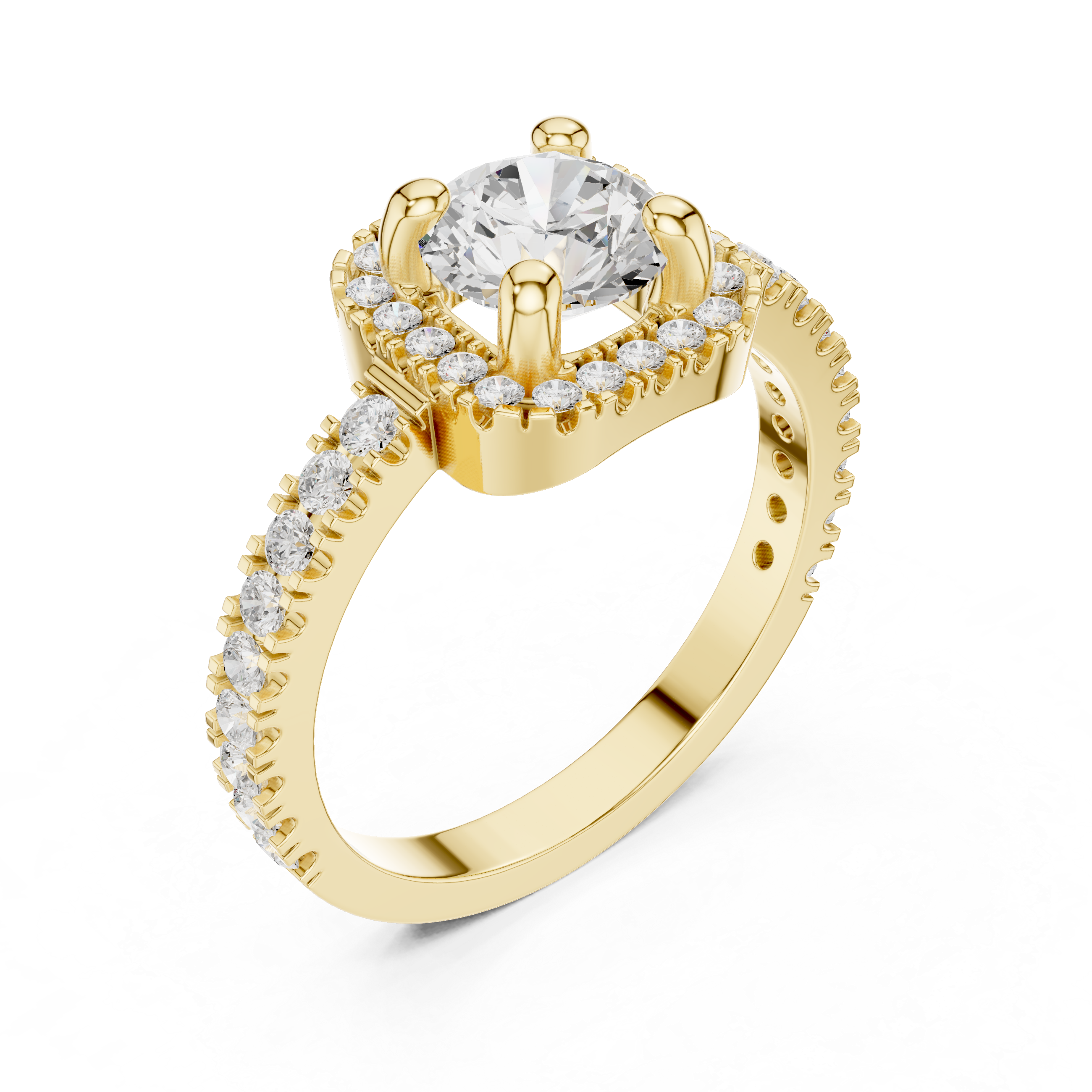 Cushion Halo Pavé Engagement Ring
