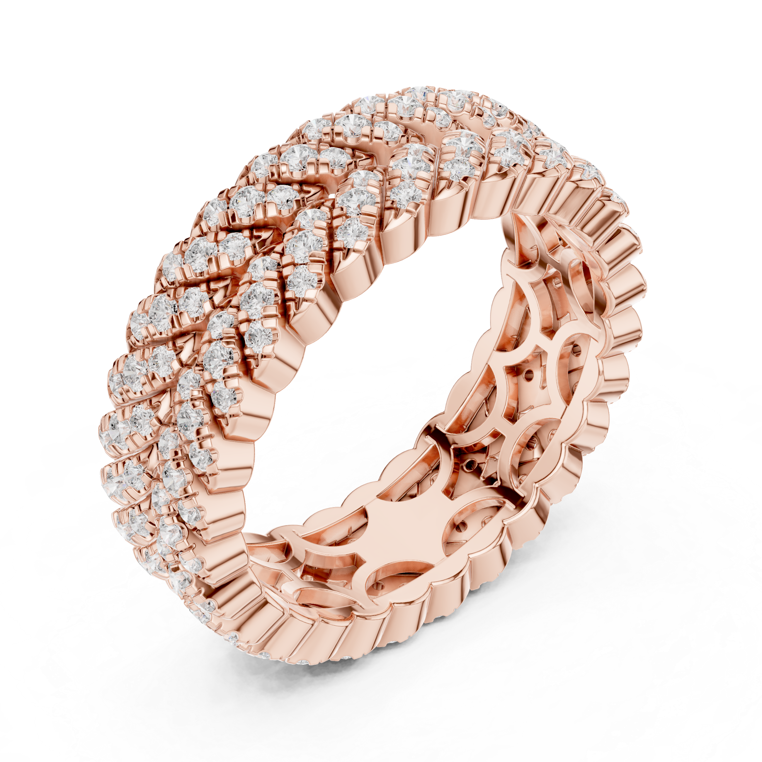 Braided Double-Row Pavé Band
