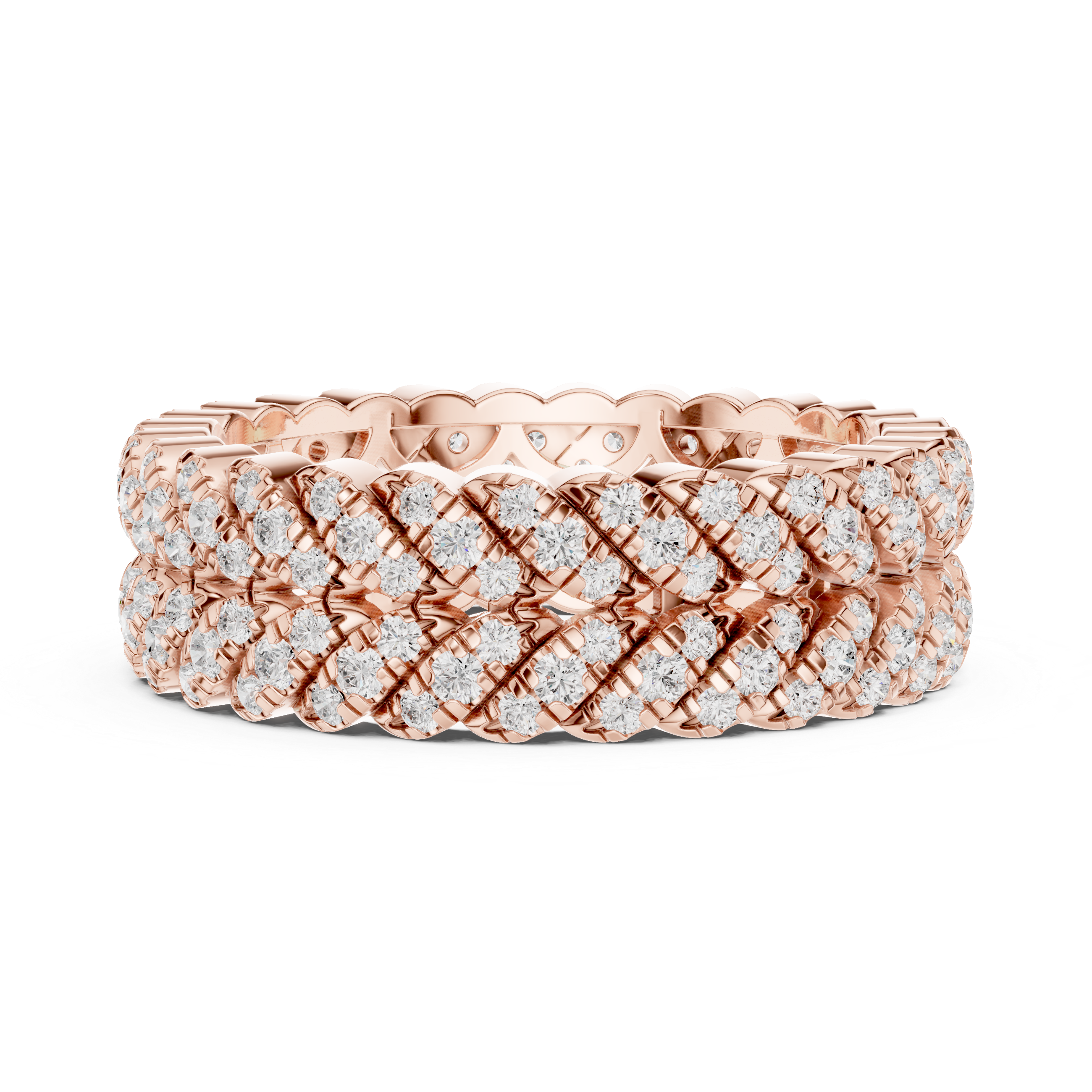 Braided Double-Row Pavé Band