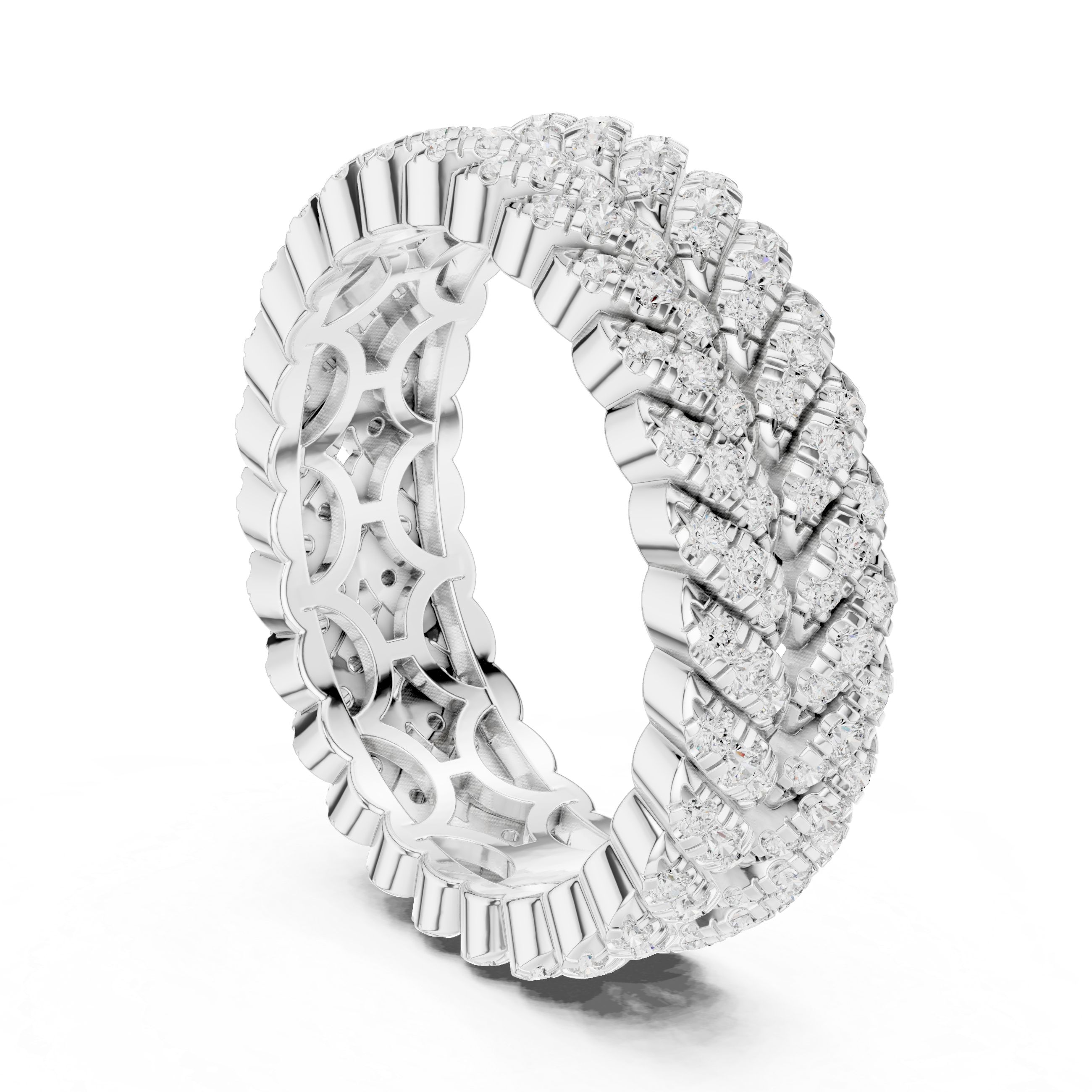 Braided Double-Row Pavé Band