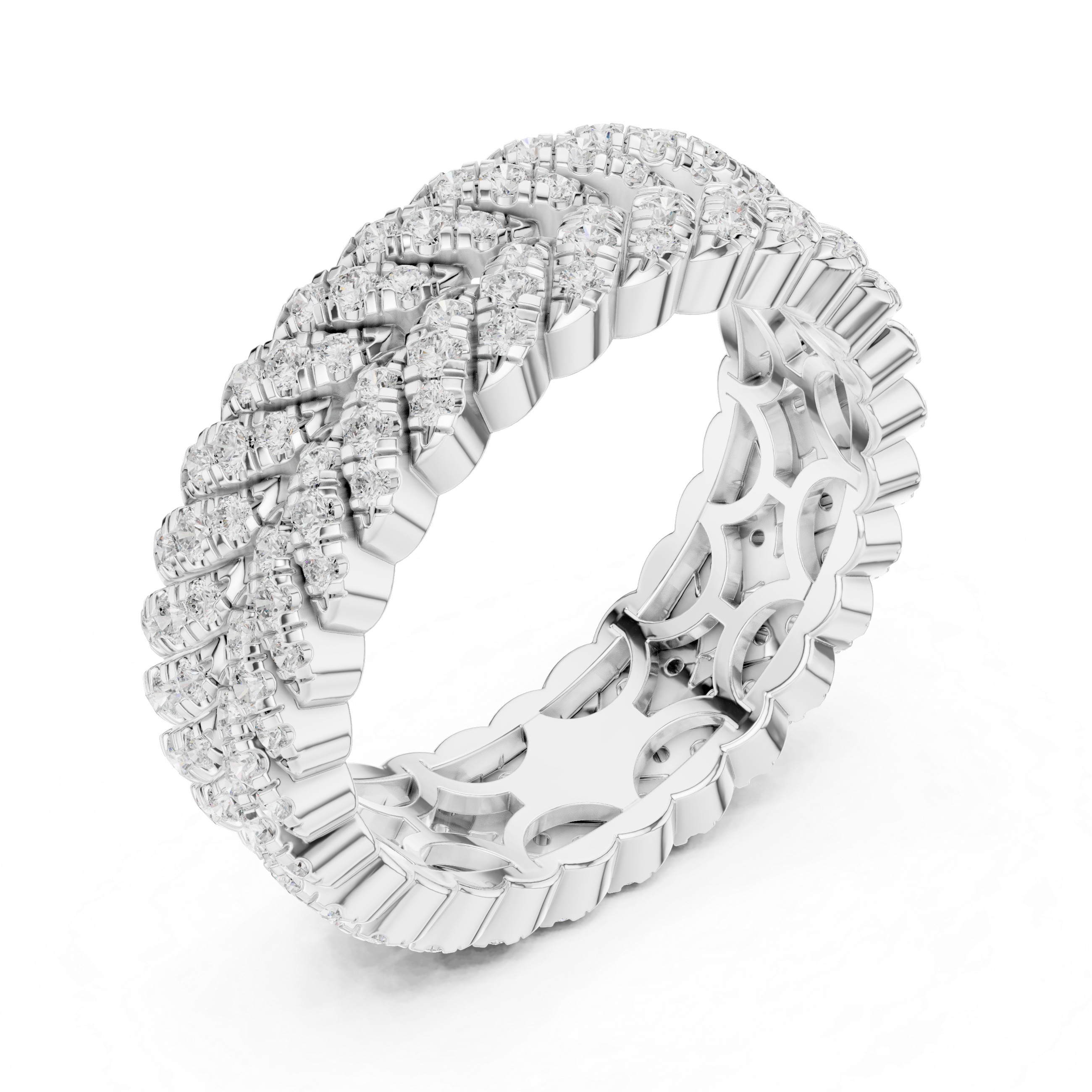 Braided Double-Row Pavé Band