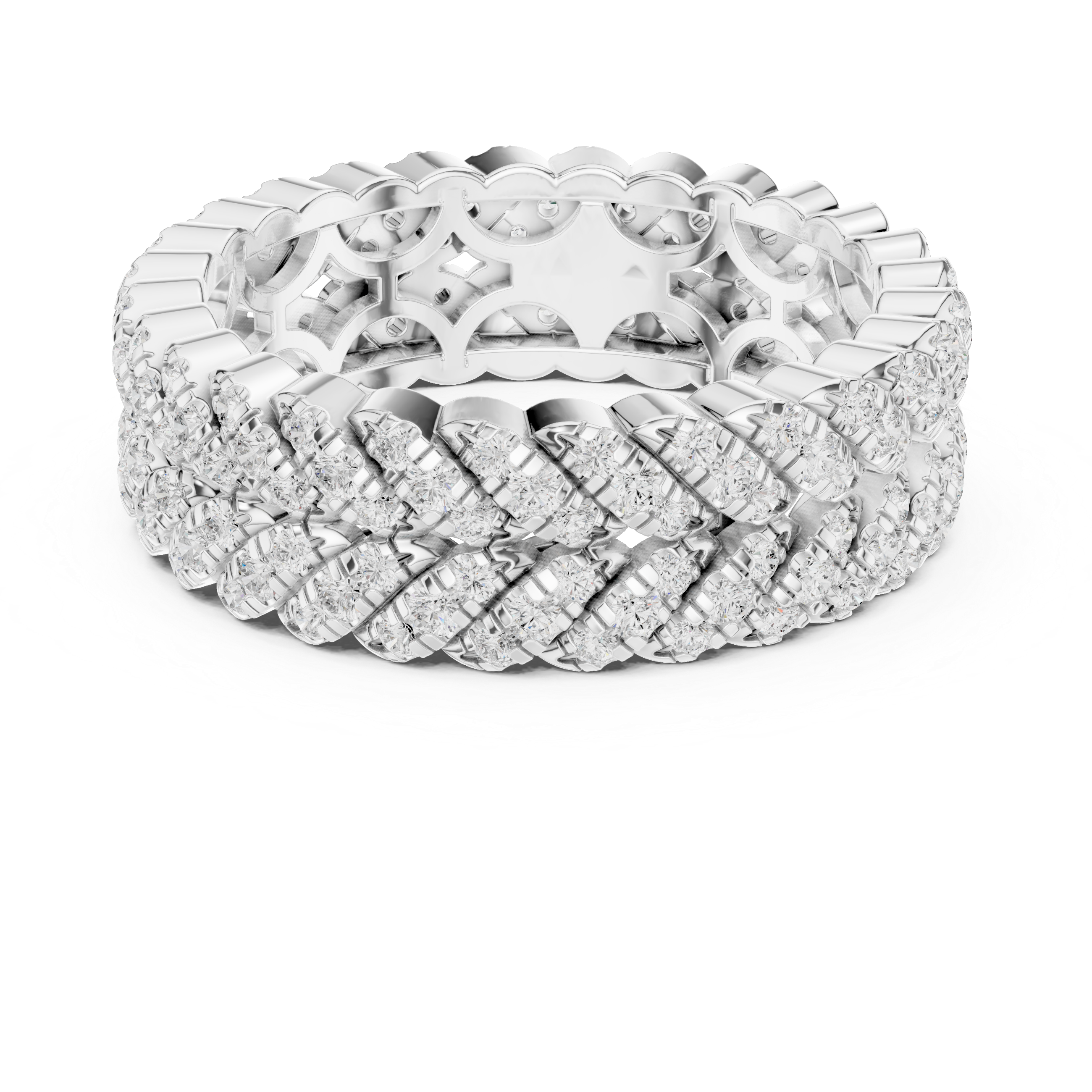 Braided Double-Row Pavé Band