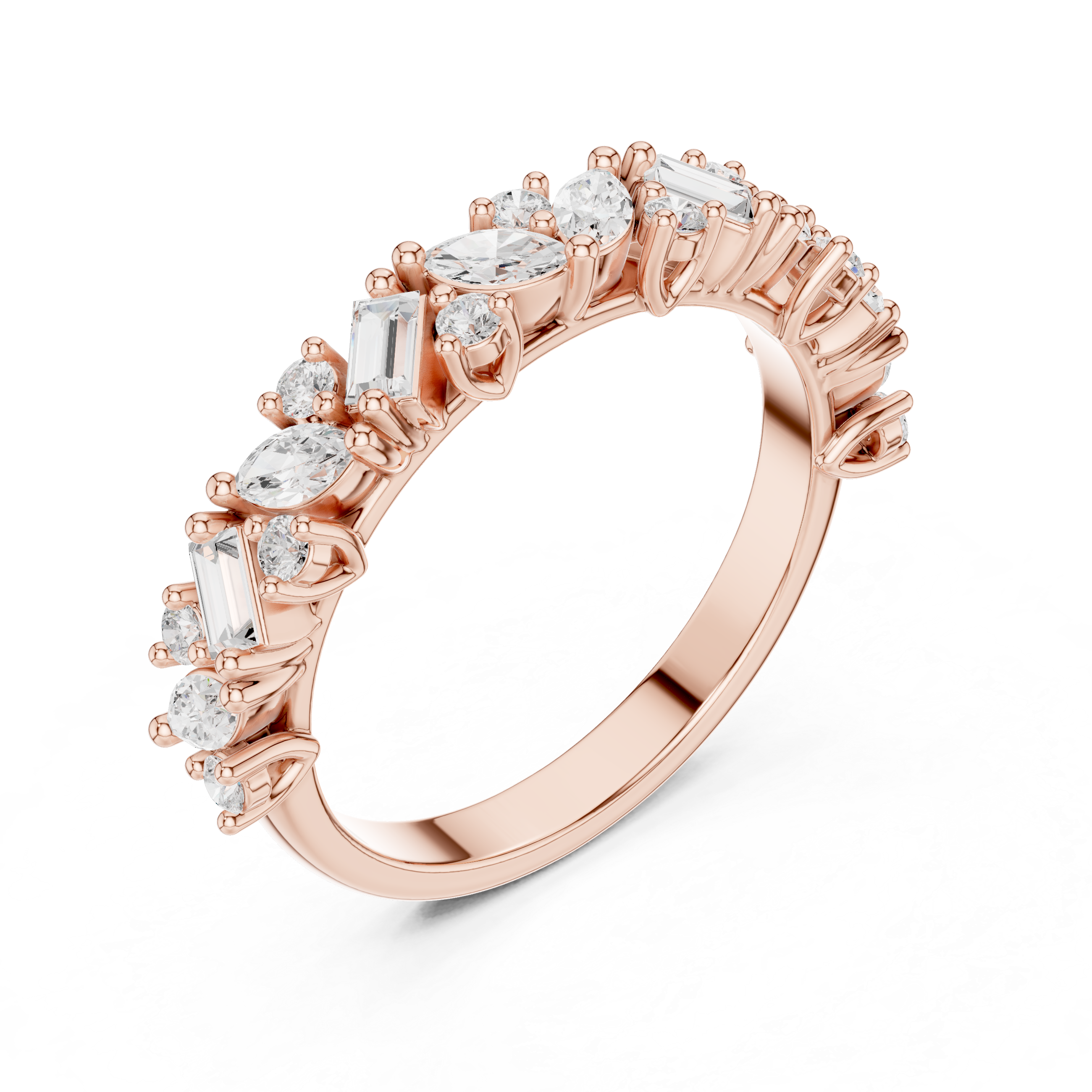 Mixed-Cut Botanical Diamond Band