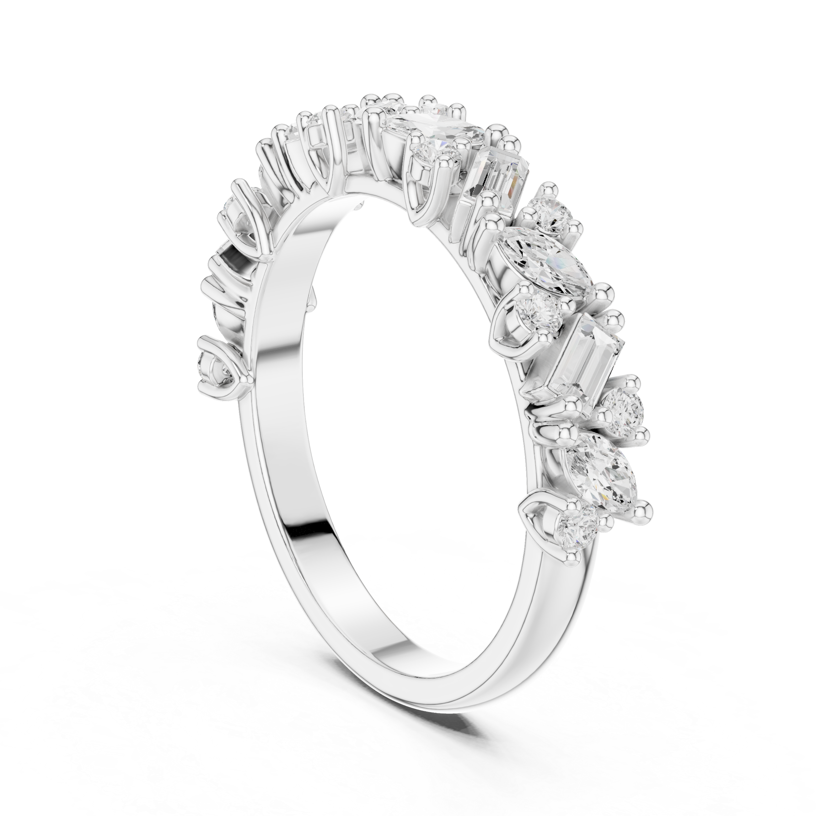Mixed-Cut Botanical Diamond Band