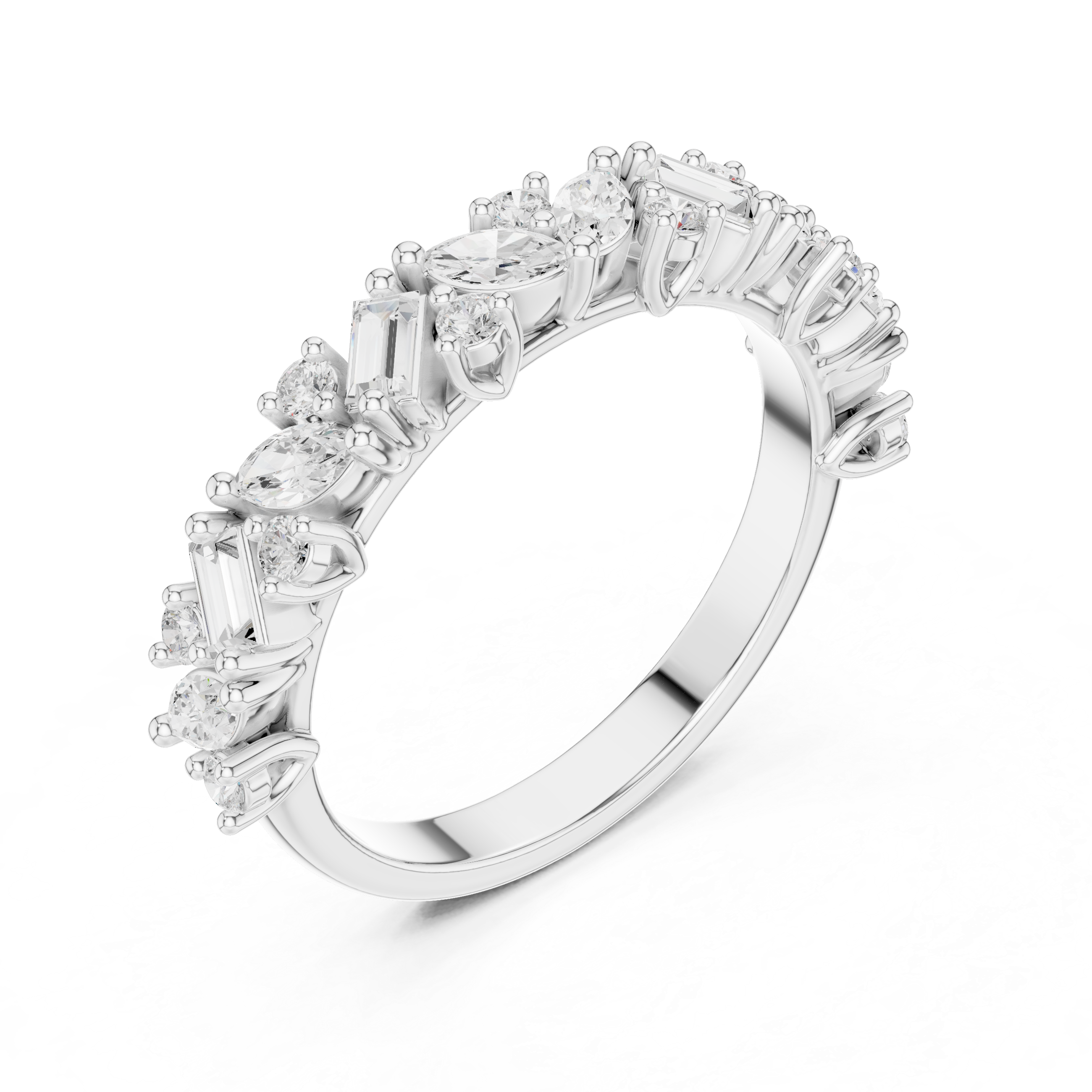 Mixed-Cut Botanical Diamond Band
