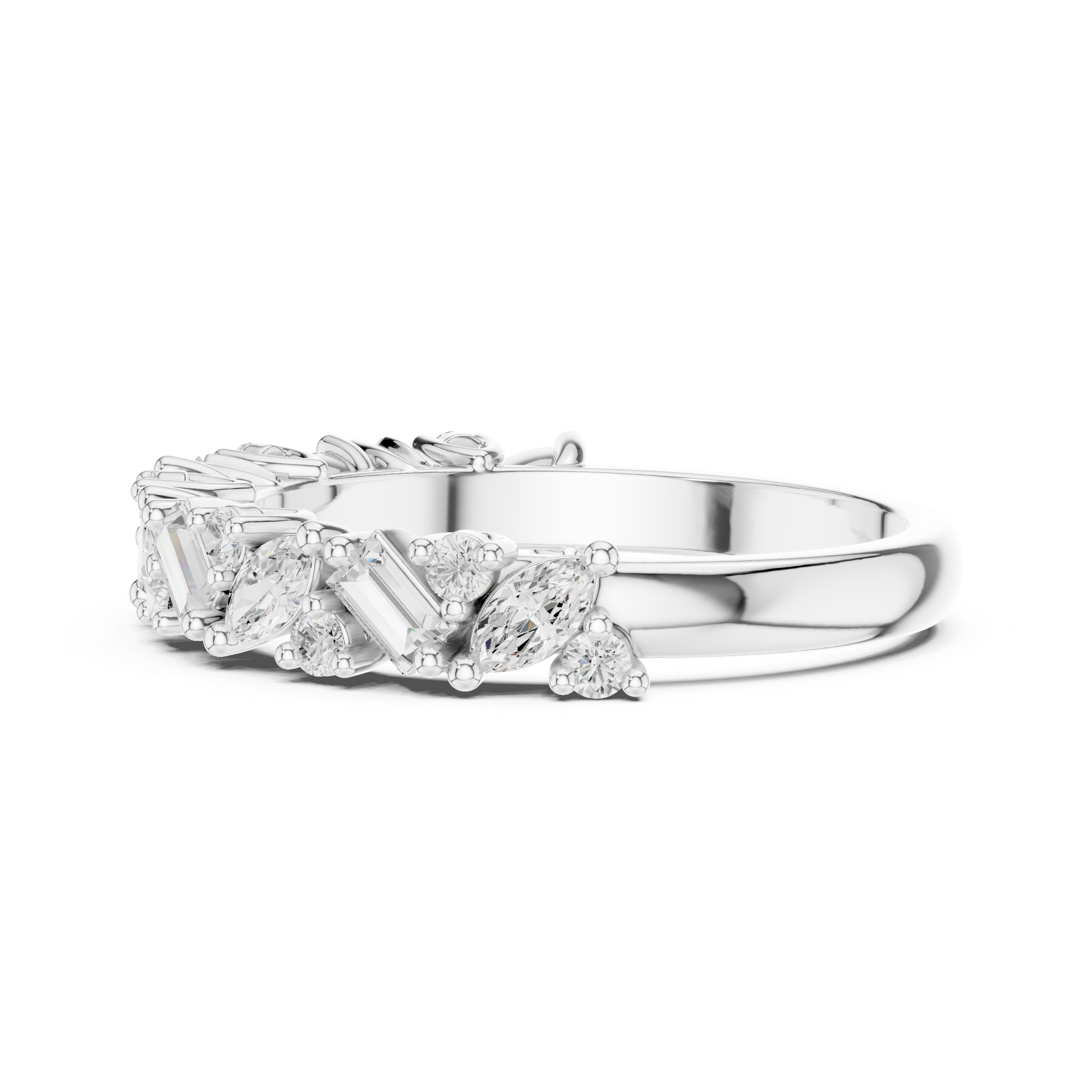 Mixed-Cut Botanical Diamond Band