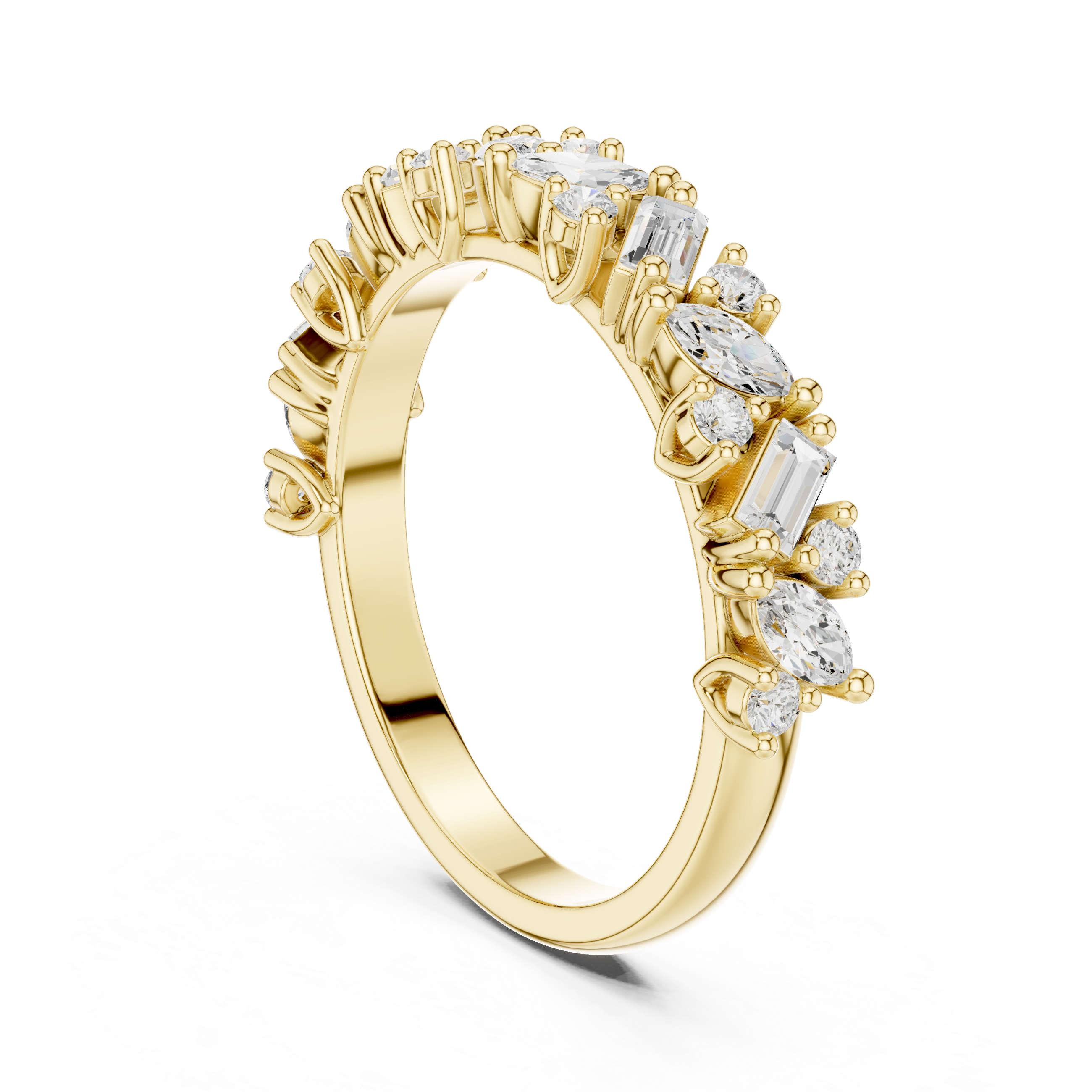Mixed-Cut Botanical Diamond Band