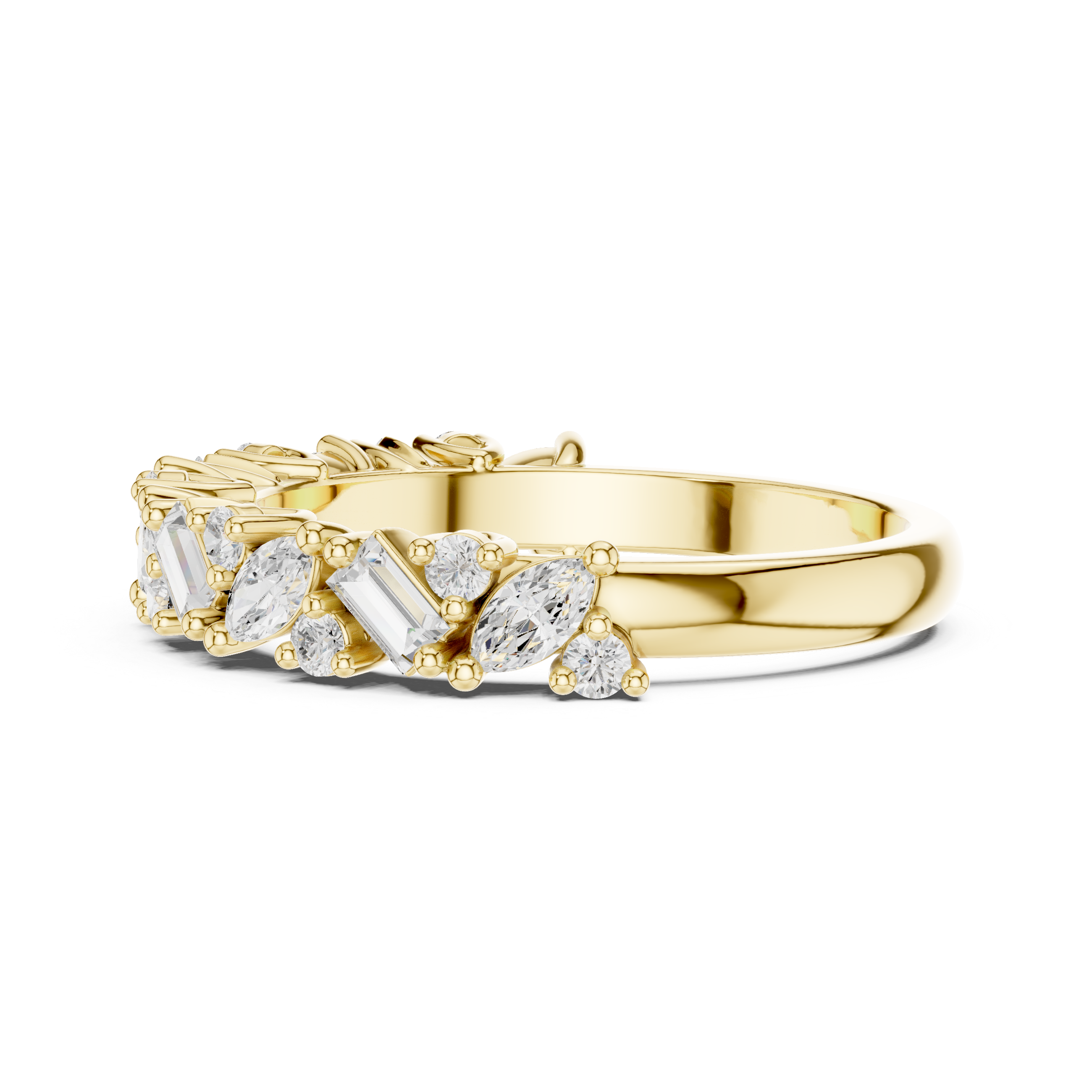 Mixed-Cut Botanical Diamond Band