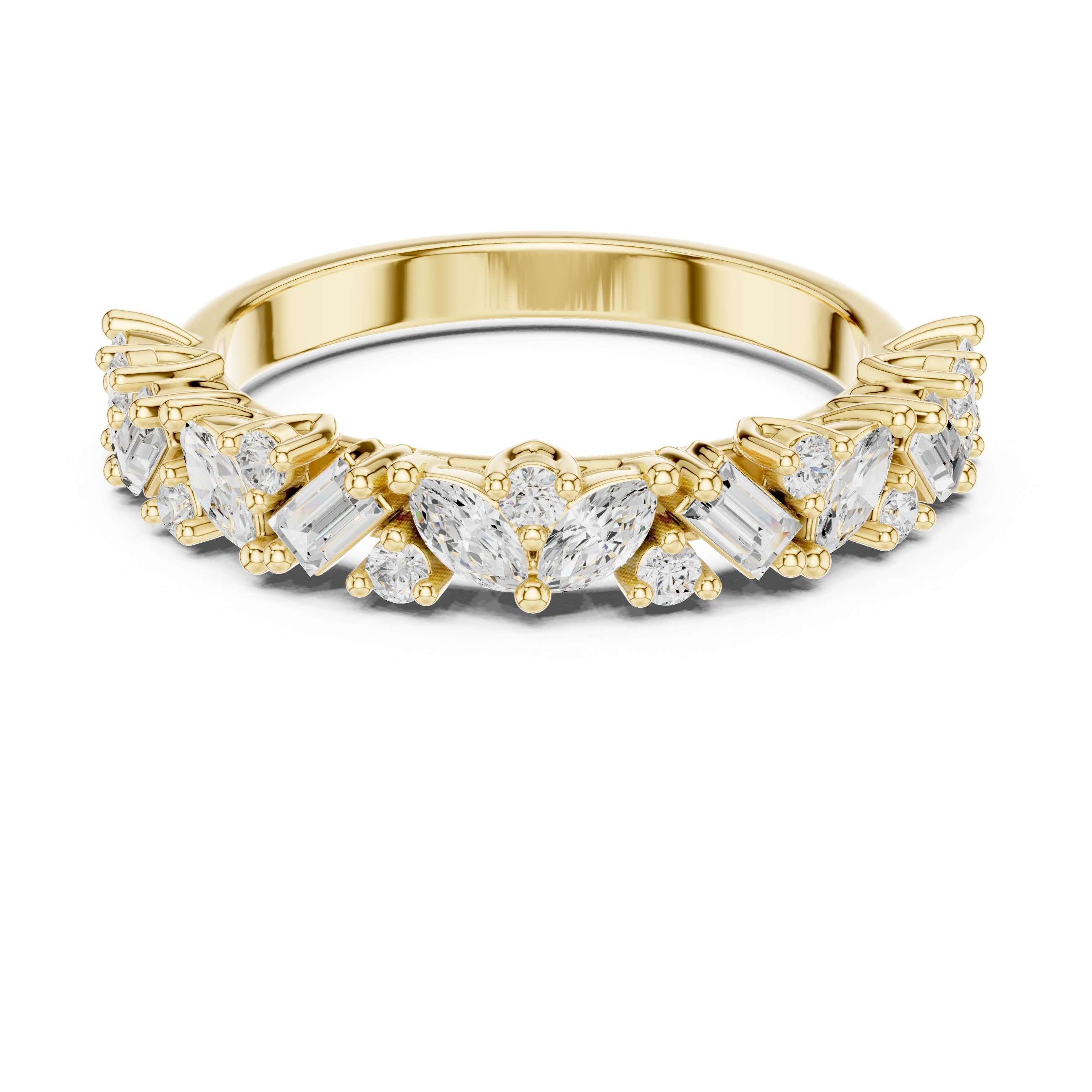 Mixed-Cut Botanical Diamond Band
