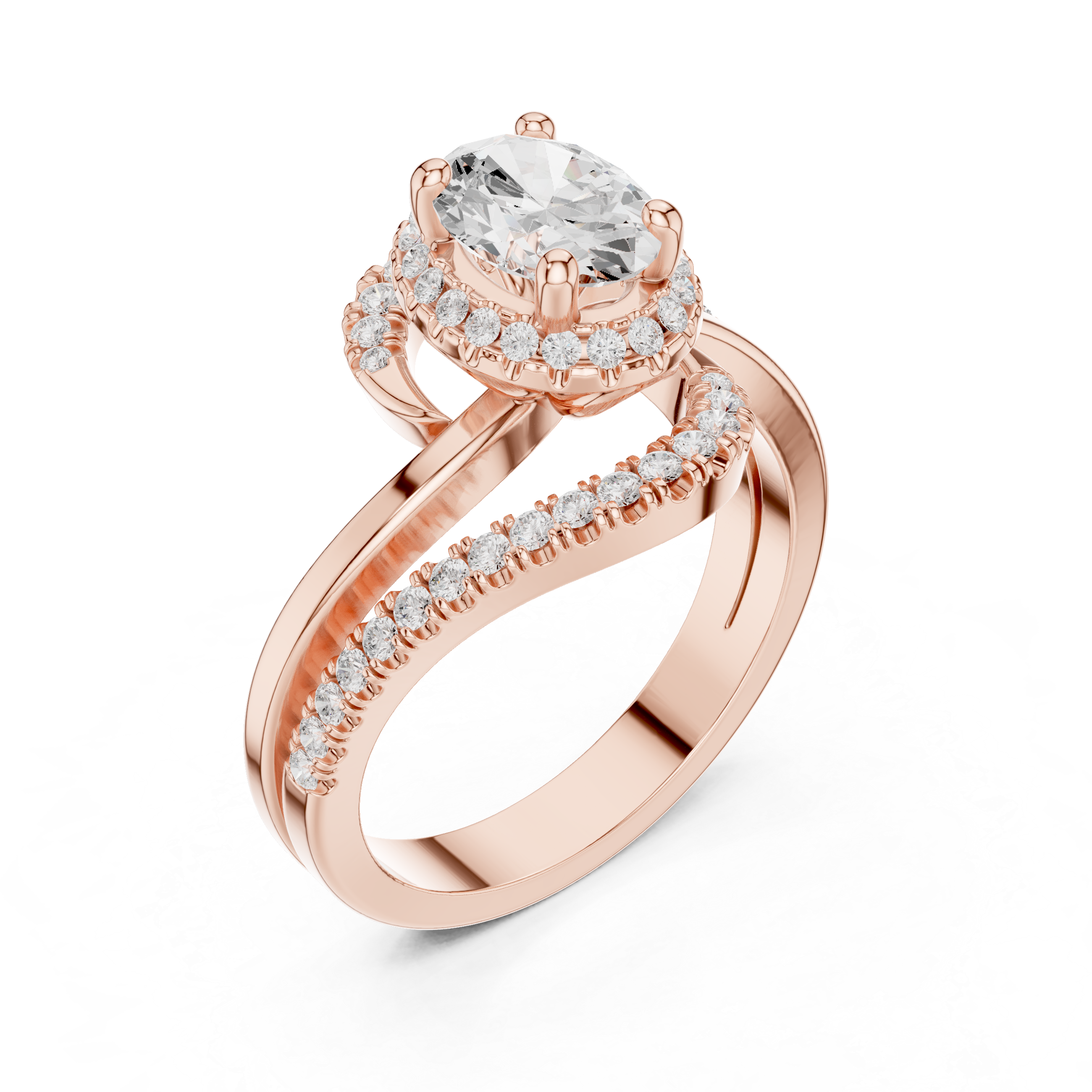 Oval Halo Swirl Engagement Ring