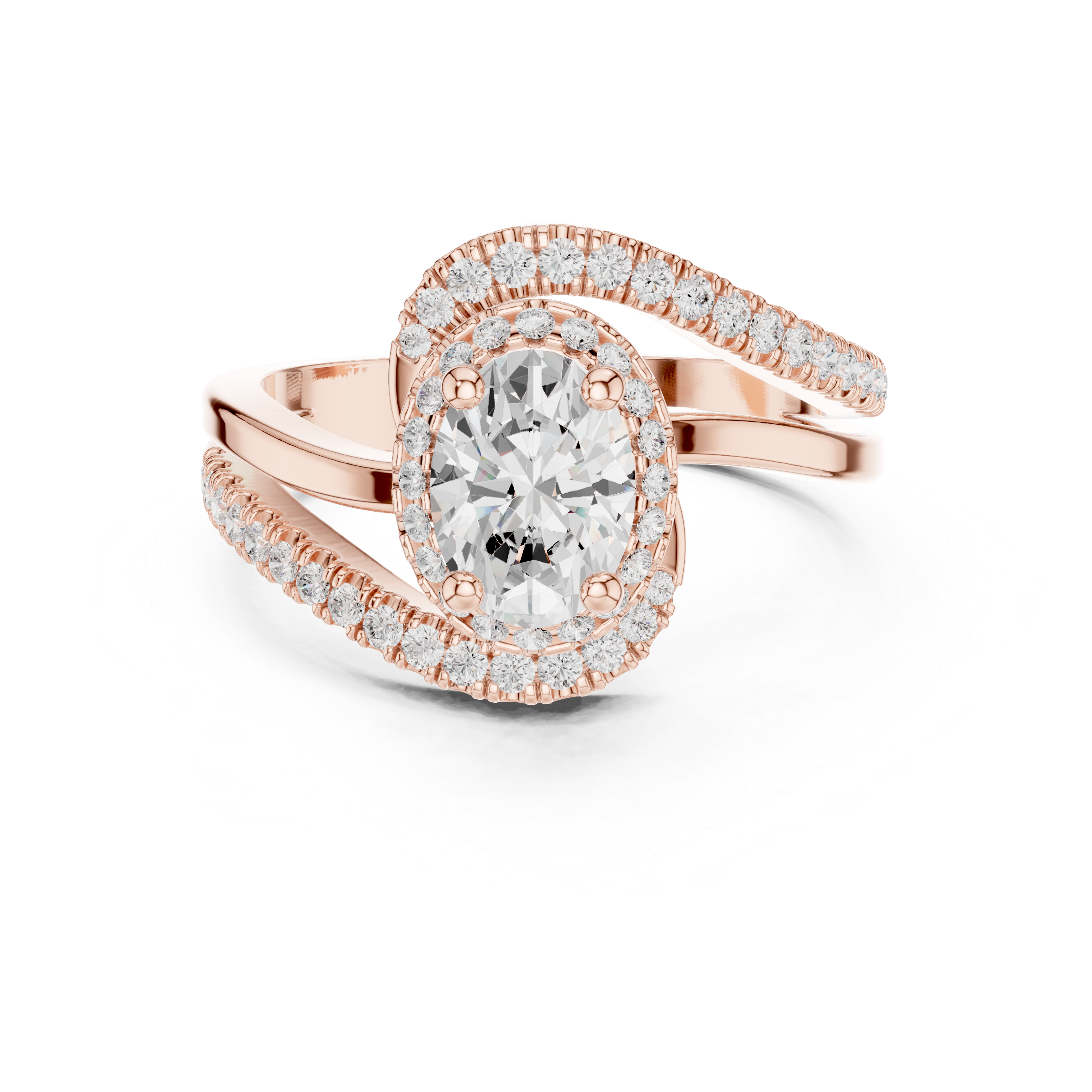 Oval Halo Swirl Engagement Ring