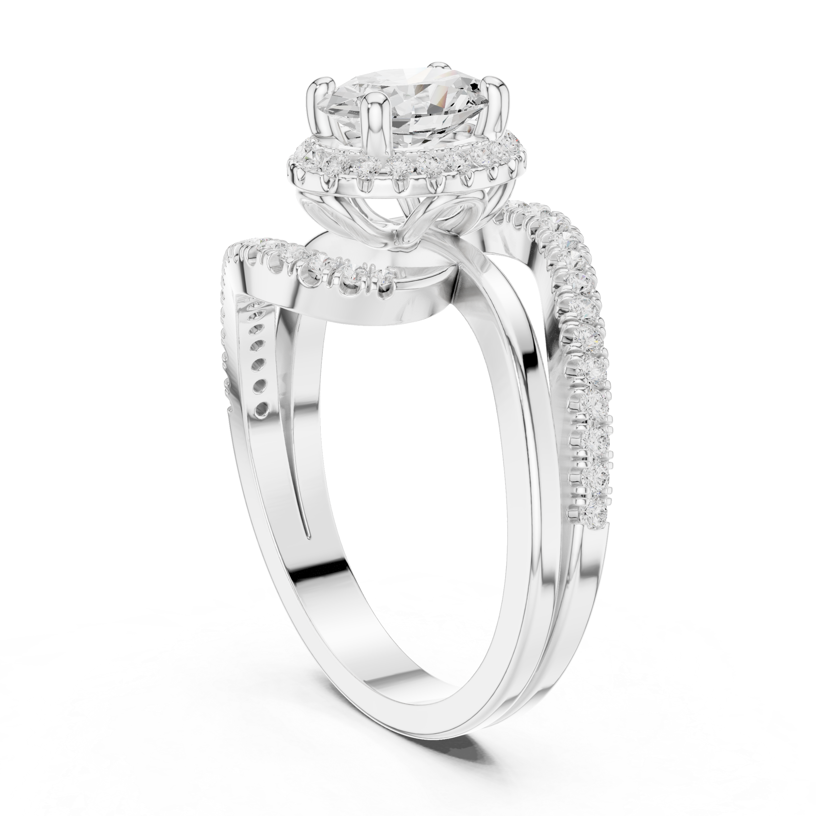 Oval Halo Swirl Engagement Ring