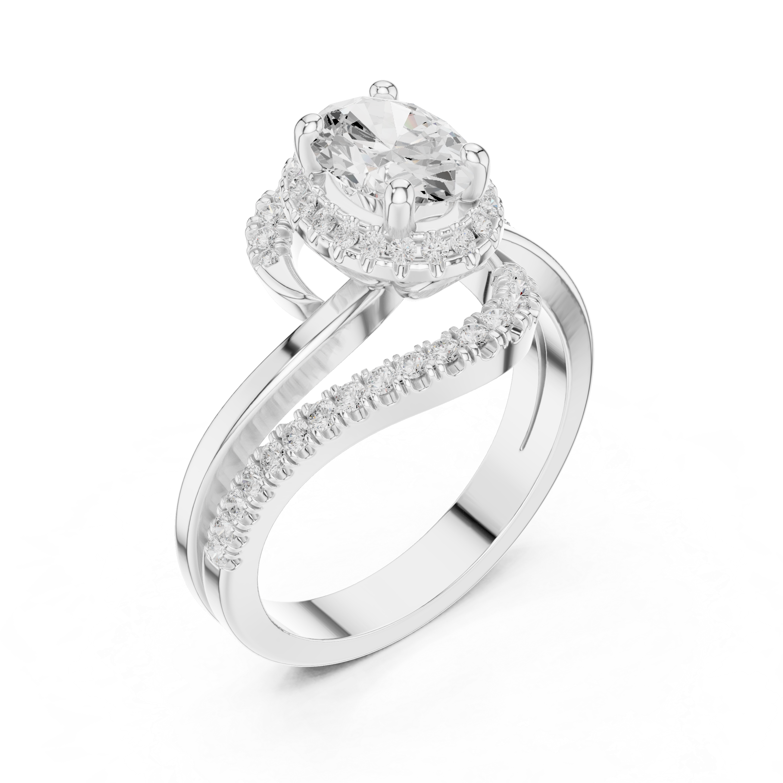 Oval Halo Swirl Engagement Ring