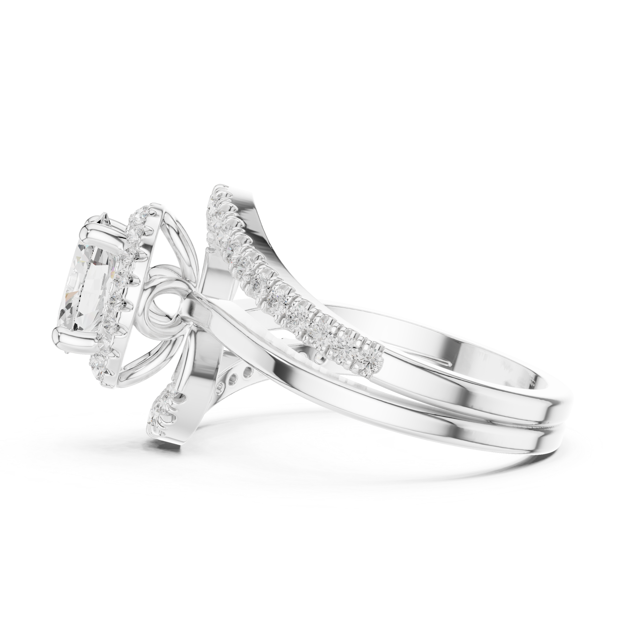 Oval Halo Swirl Engagement Ring