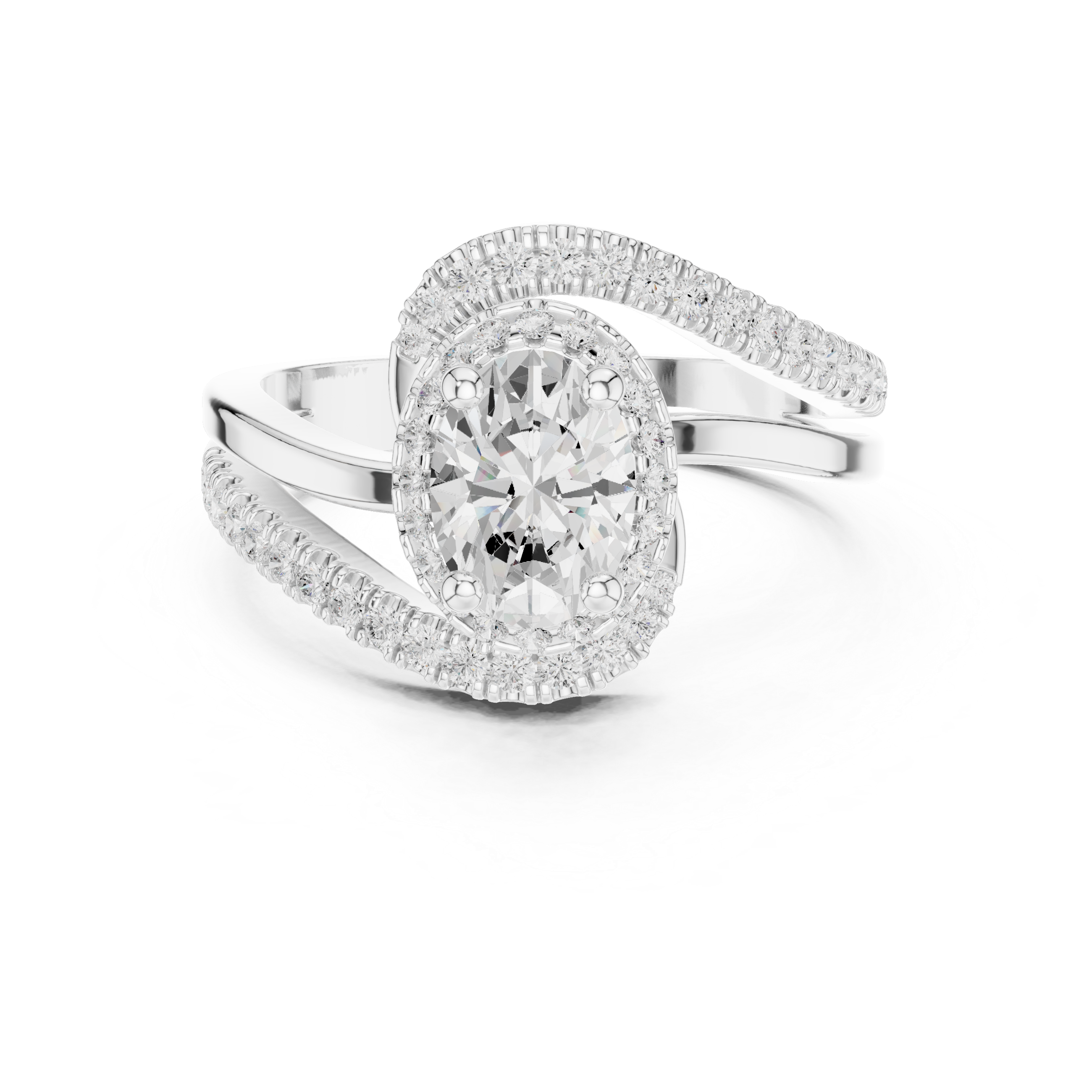 Oval Halo Swirl Engagement Ring