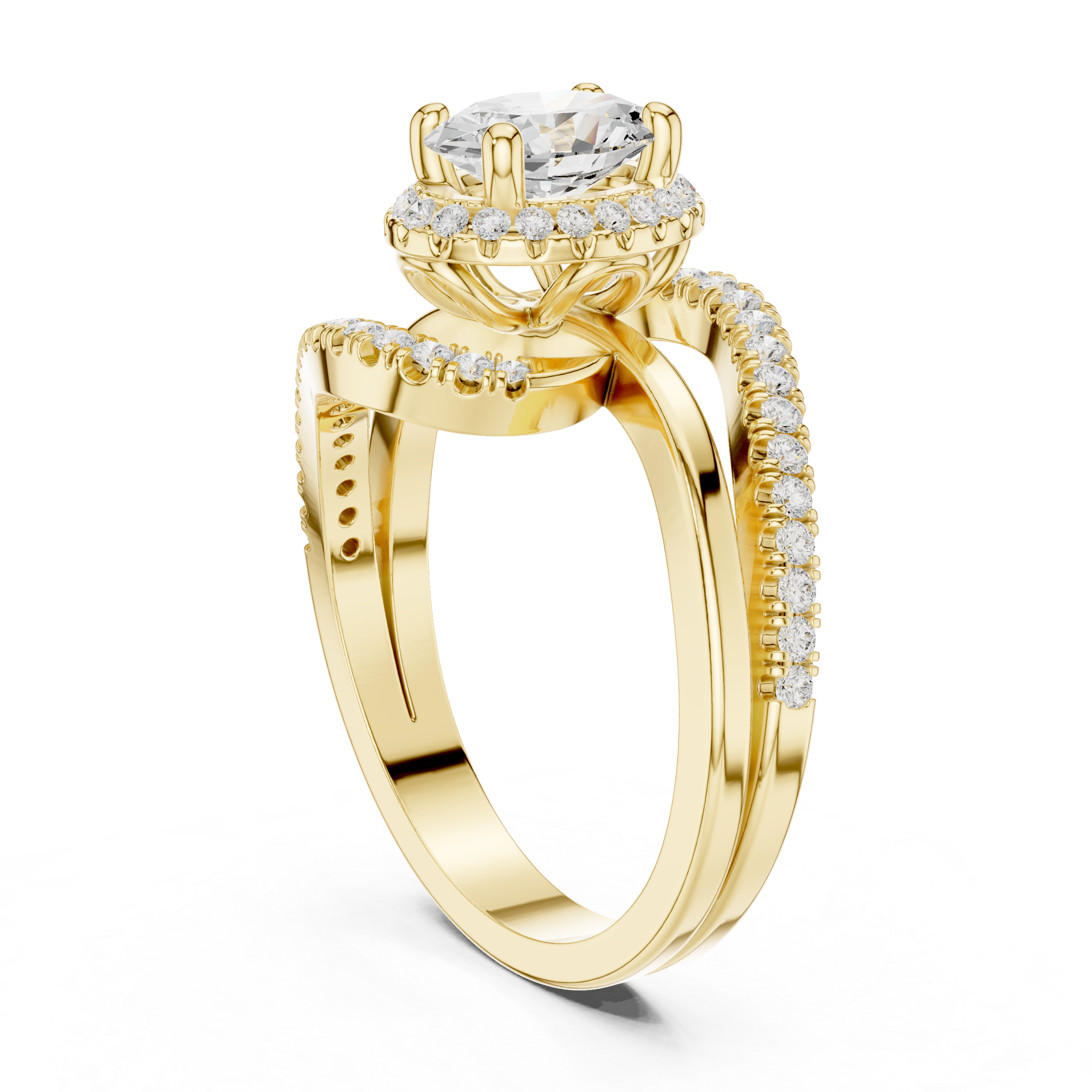 Oval Halo Swirl Engagement Ring