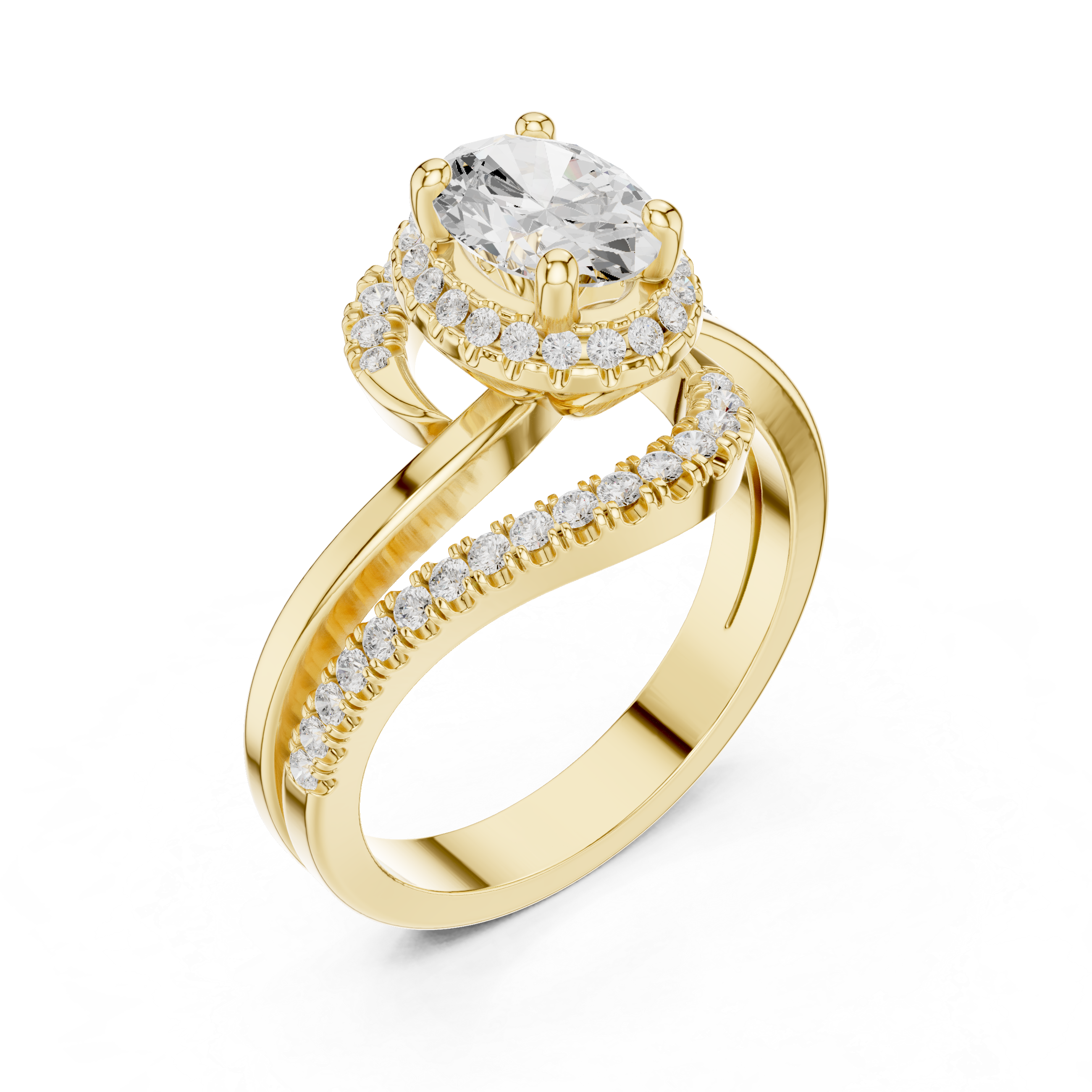 Oval Halo Swirl Engagement Ring