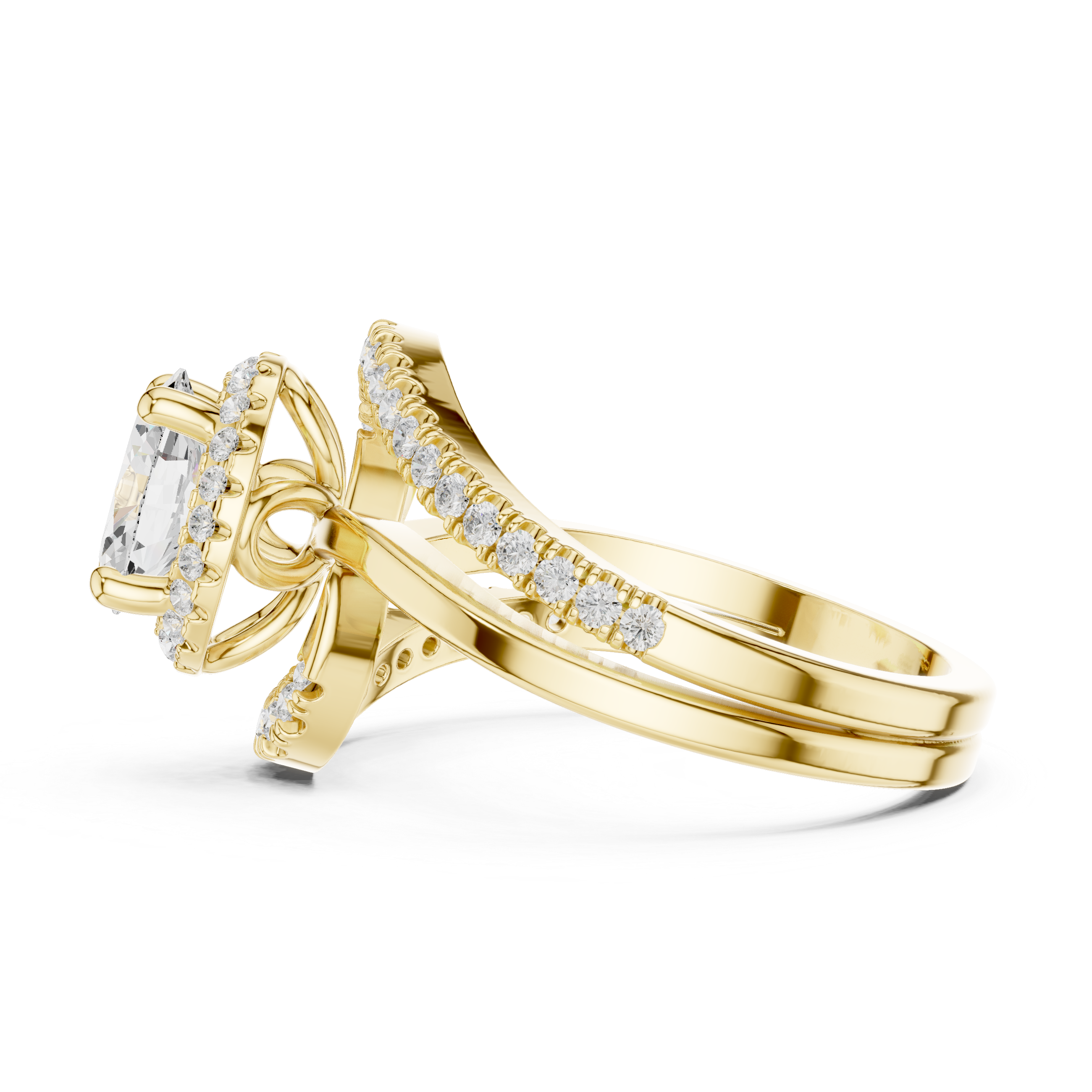 Oval Halo Swirl Engagement Ring