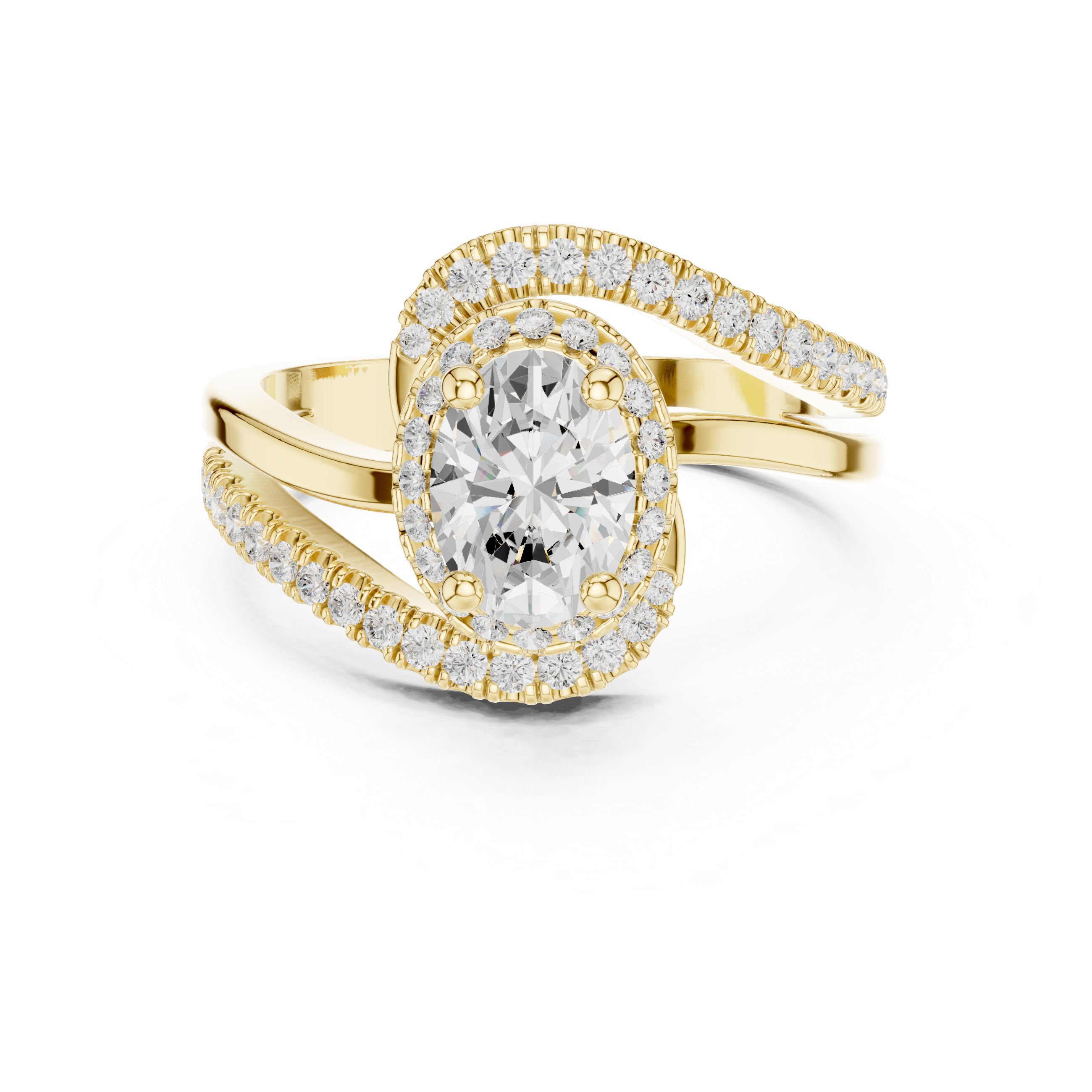 Oval Halo Swirl Engagement Ring