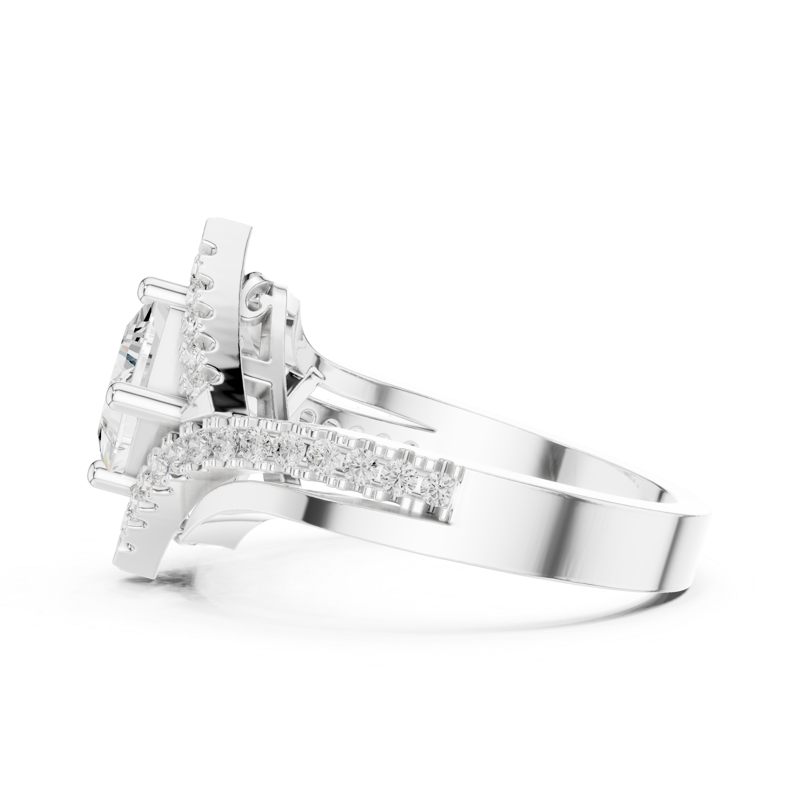Princess Cut Chevron Halo Ring