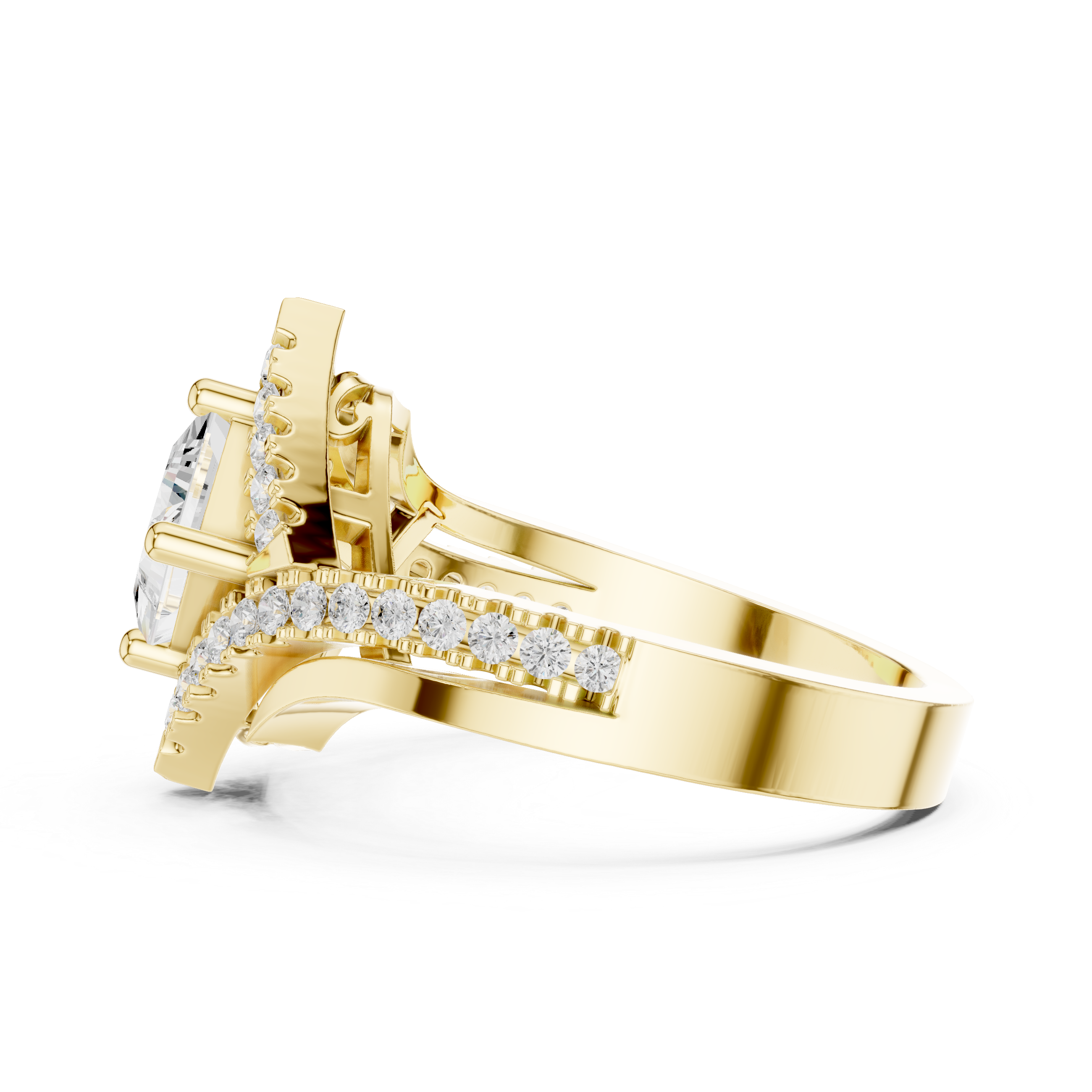 Princess Cut Chevron Halo Ring