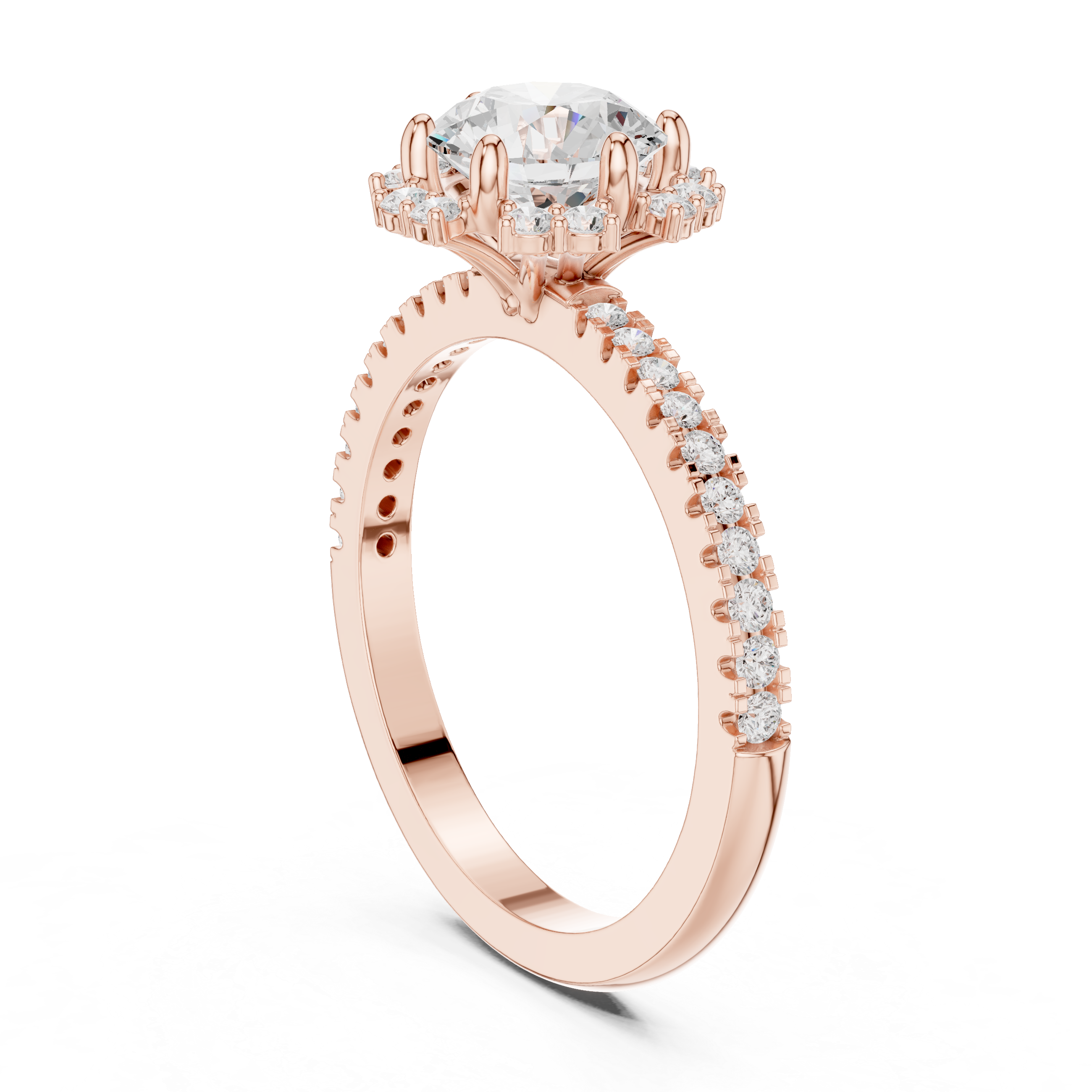 Floral Halo Diamond Engagement Ring