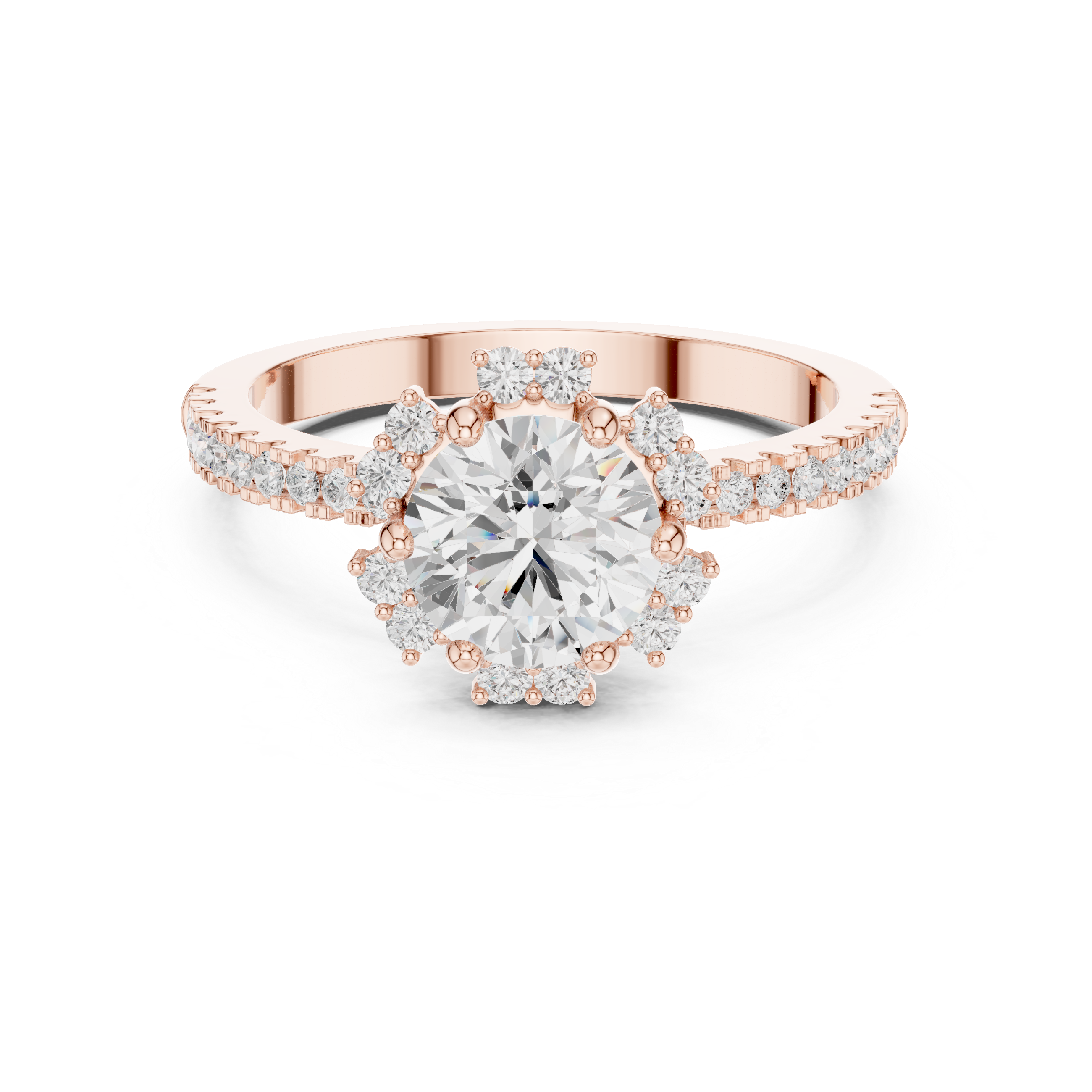 Floral Halo Diamond Engagement Ring
