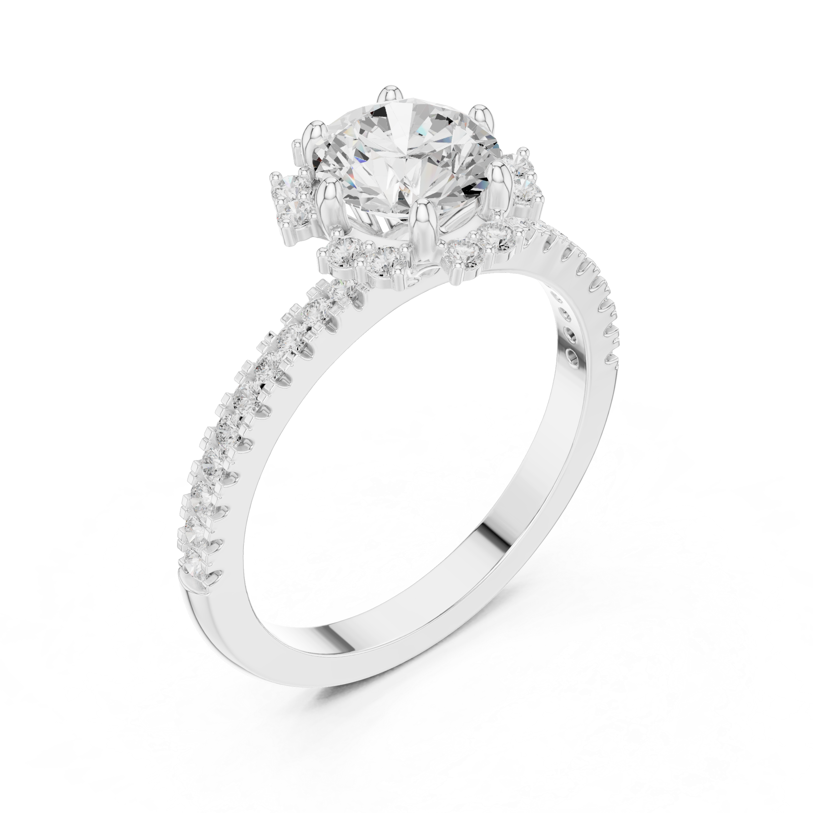 Floral Halo Diamond Engagement Ring